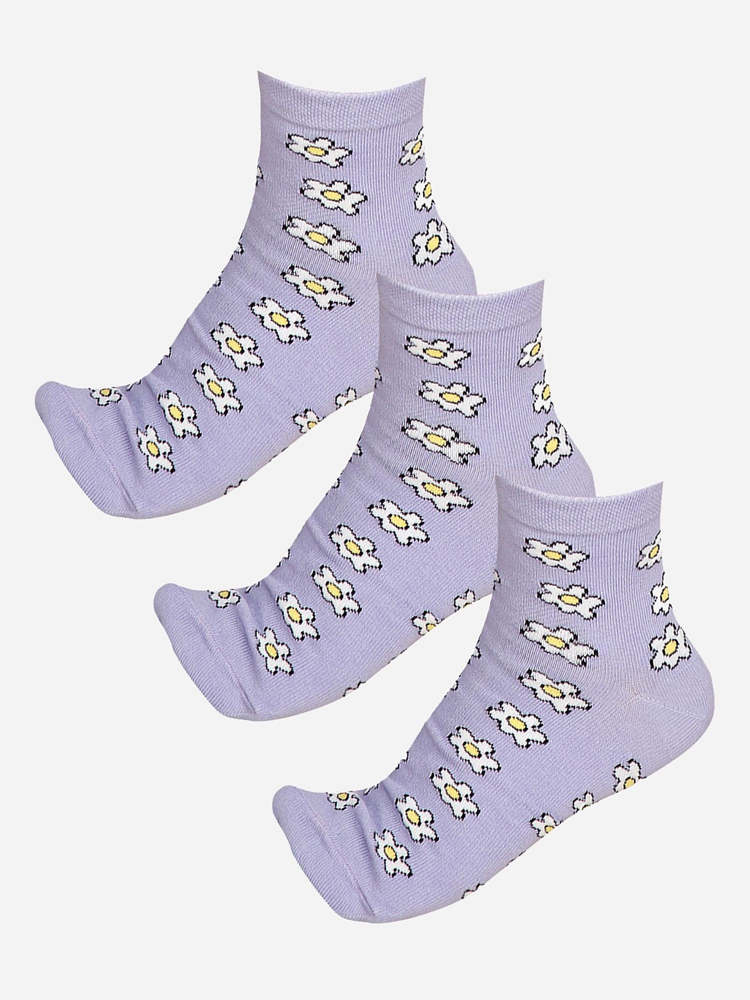 

Bodycare Pack Of 3 Printed Cotton Ankle Length Socks, Purple