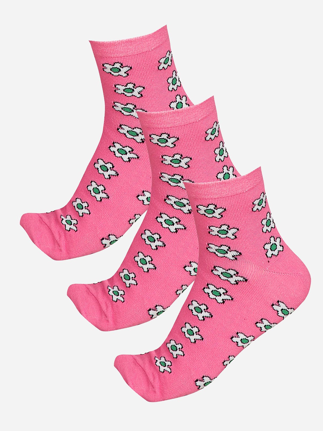 

Bodycare Women Pack Of 3 Printed Cotton Ankle Length Socks, Pink