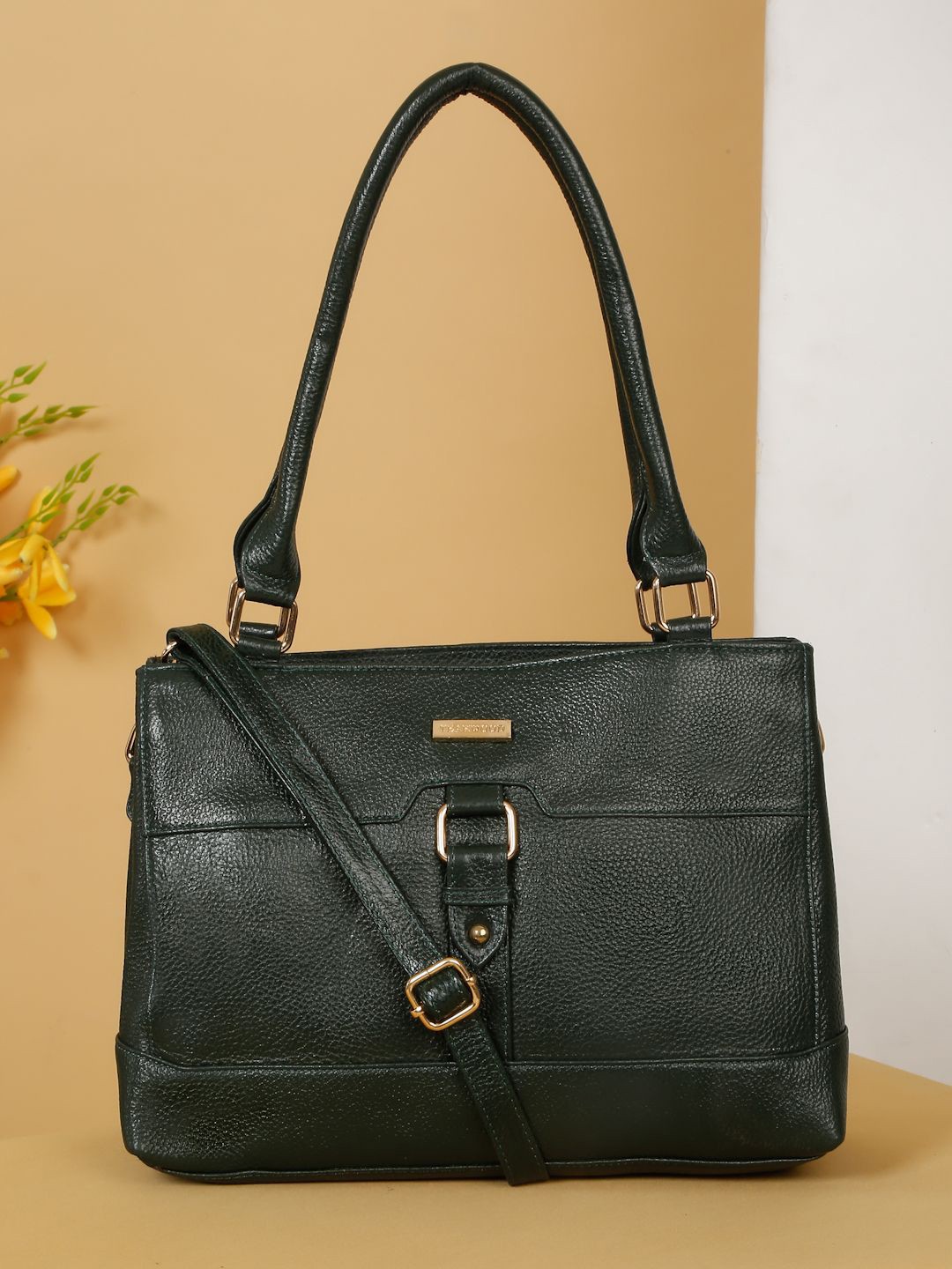 

Teakwood Leathers Women Leather Structured Handheld Bag, Green