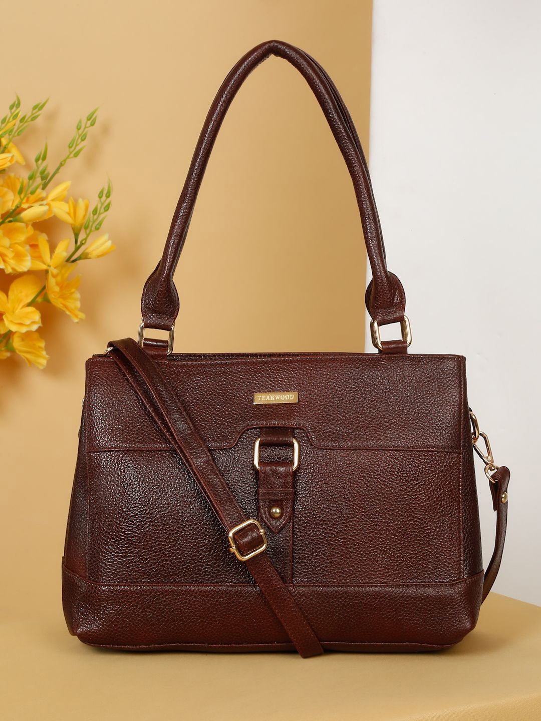 

Teakwood Leathers Women Leather Structured Satchel, Brown