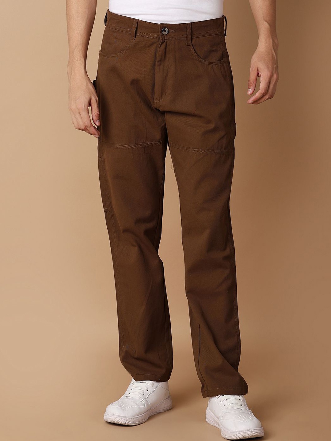 

V-Mart Men Mid-Rise Chinos Trousers, Brown