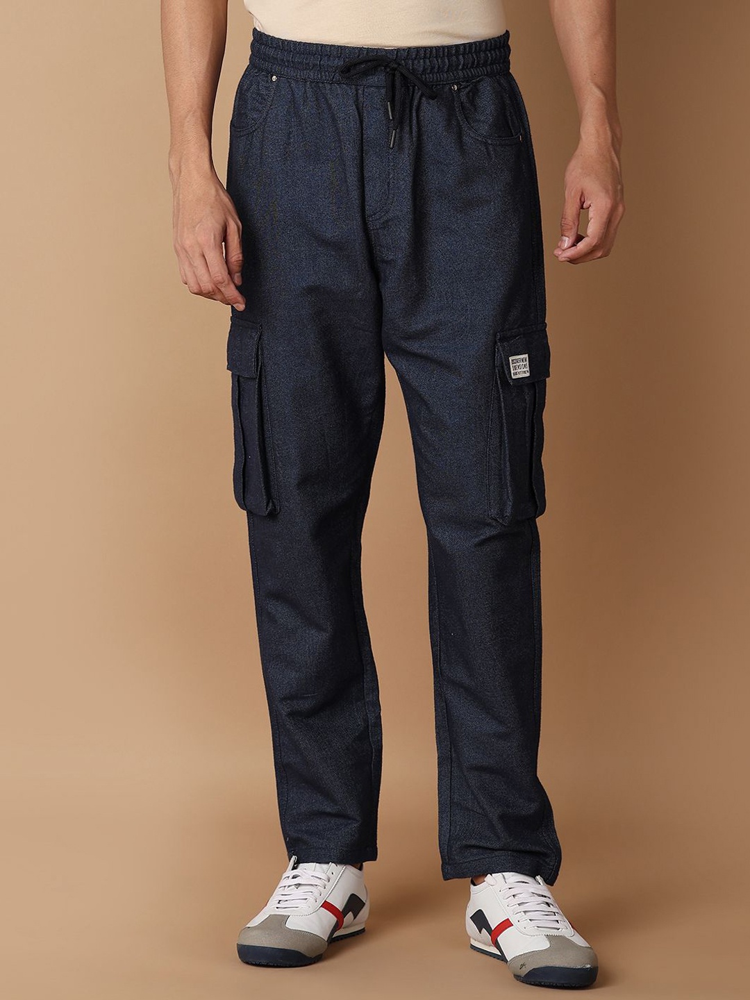 

V-Mart Men Mid-Rise Cargos Trousers, Navy blue