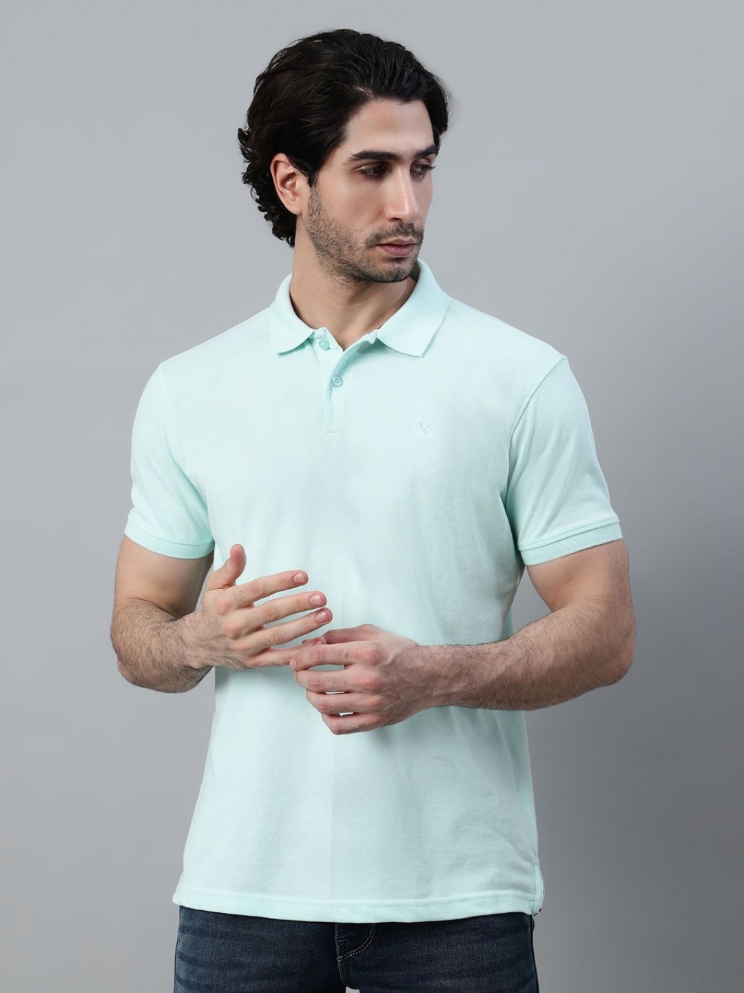 

Cantabil Men Polo Collar Solid T-shirt, Blue