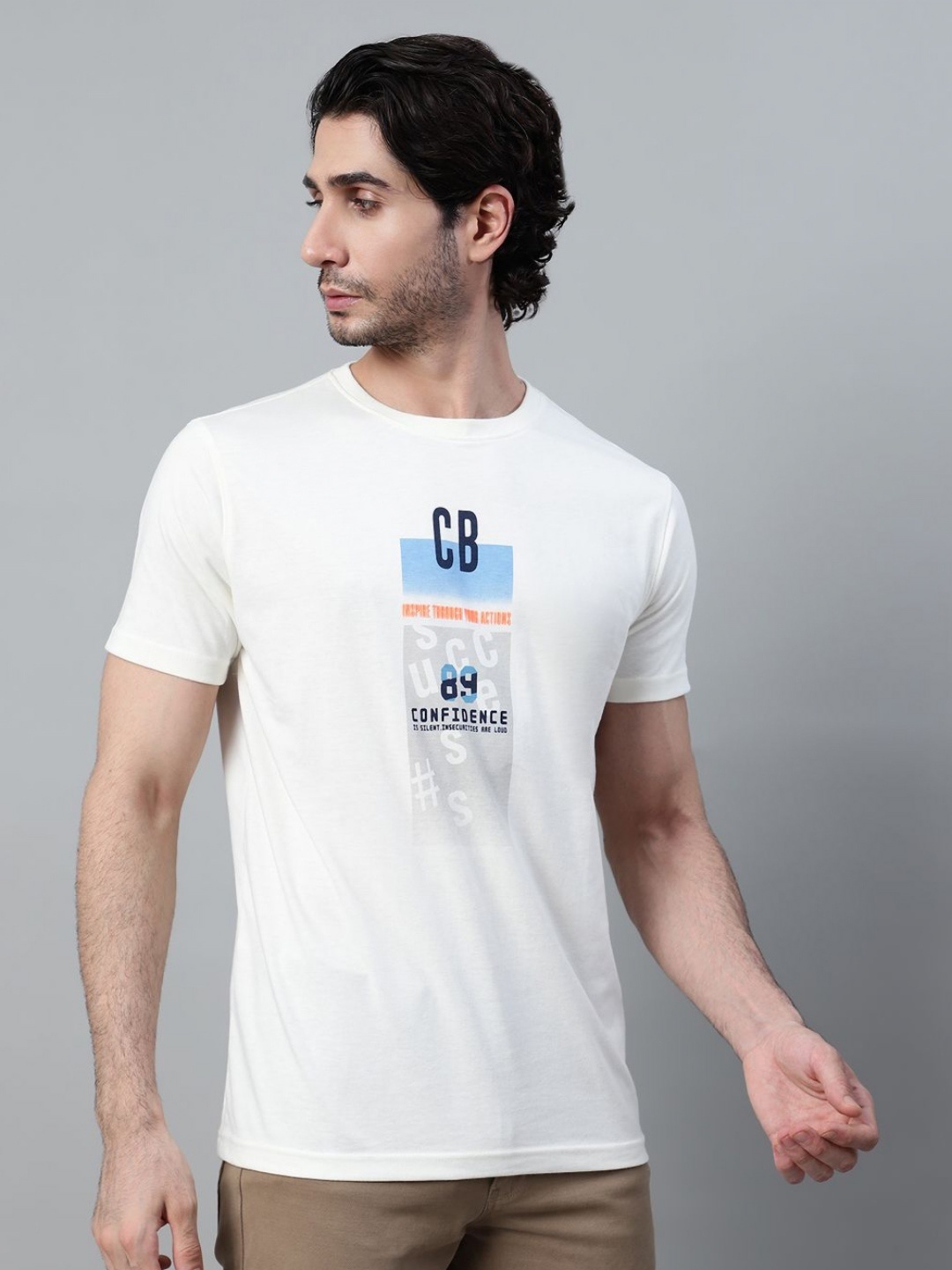 

Cantabil Men Typography Printed T-shirt, White