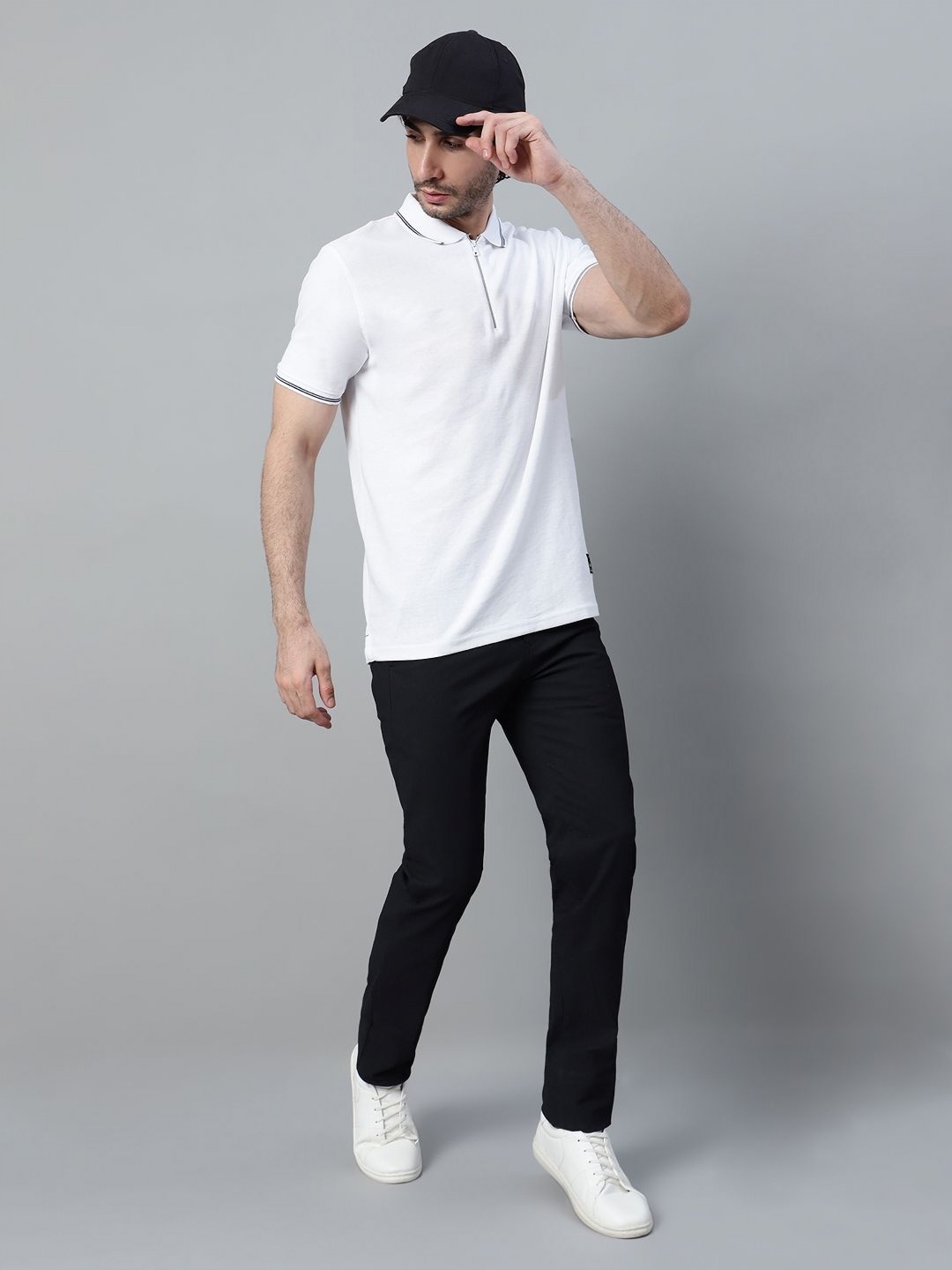 

Cantabil Men Polo Collar Solid T-shirt, White