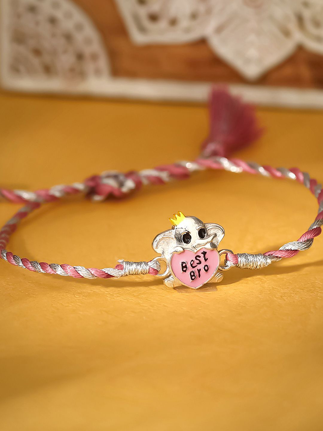 

GIVA Kids 925 Silver Gold Baby Elephant Rakhi