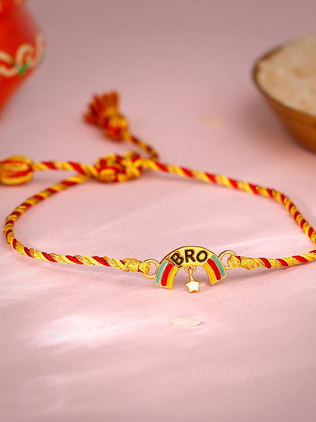 

GIVA Kids Golden Classic Rainbow Rakhi, Gold