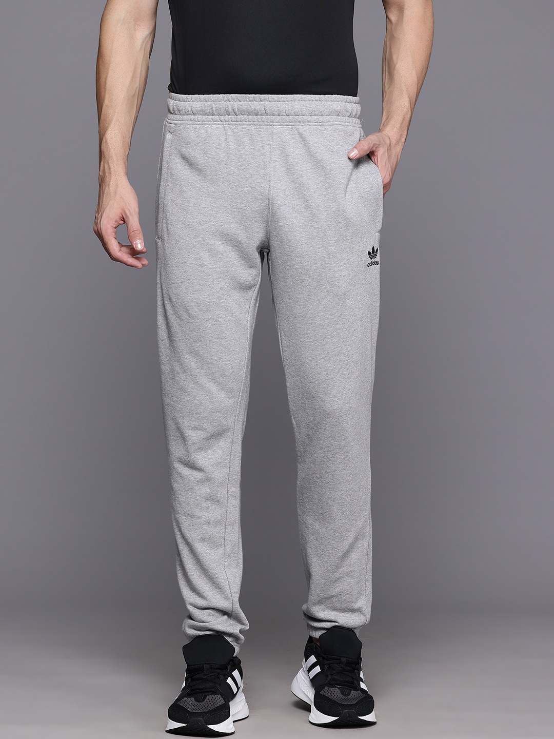 

ADIDAS Originals Men Pure Cotton Trefoil Essentials Track Pants, Grey