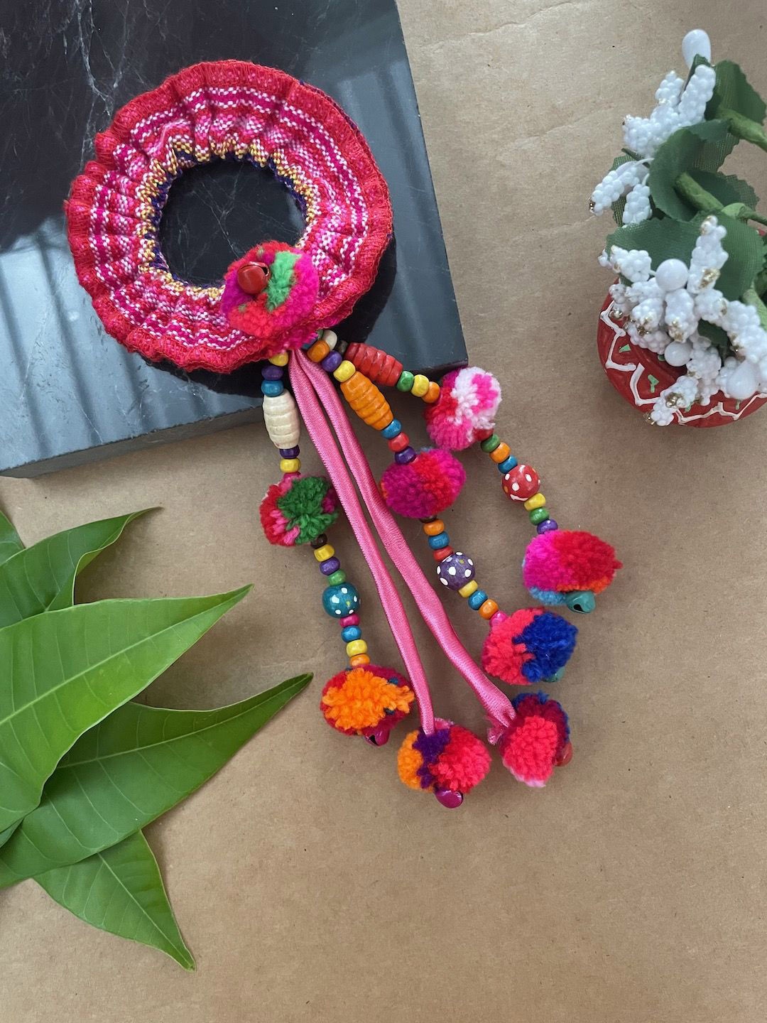 

Digital Dress Room Beaded Thread Lumba Rakhi, Pink