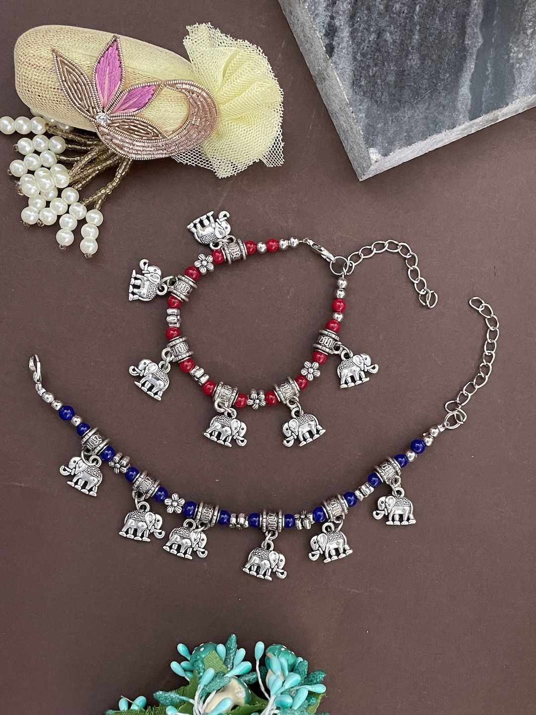 

Digital Dress Room Set Of 3 Wraparound Rakhi, Silver