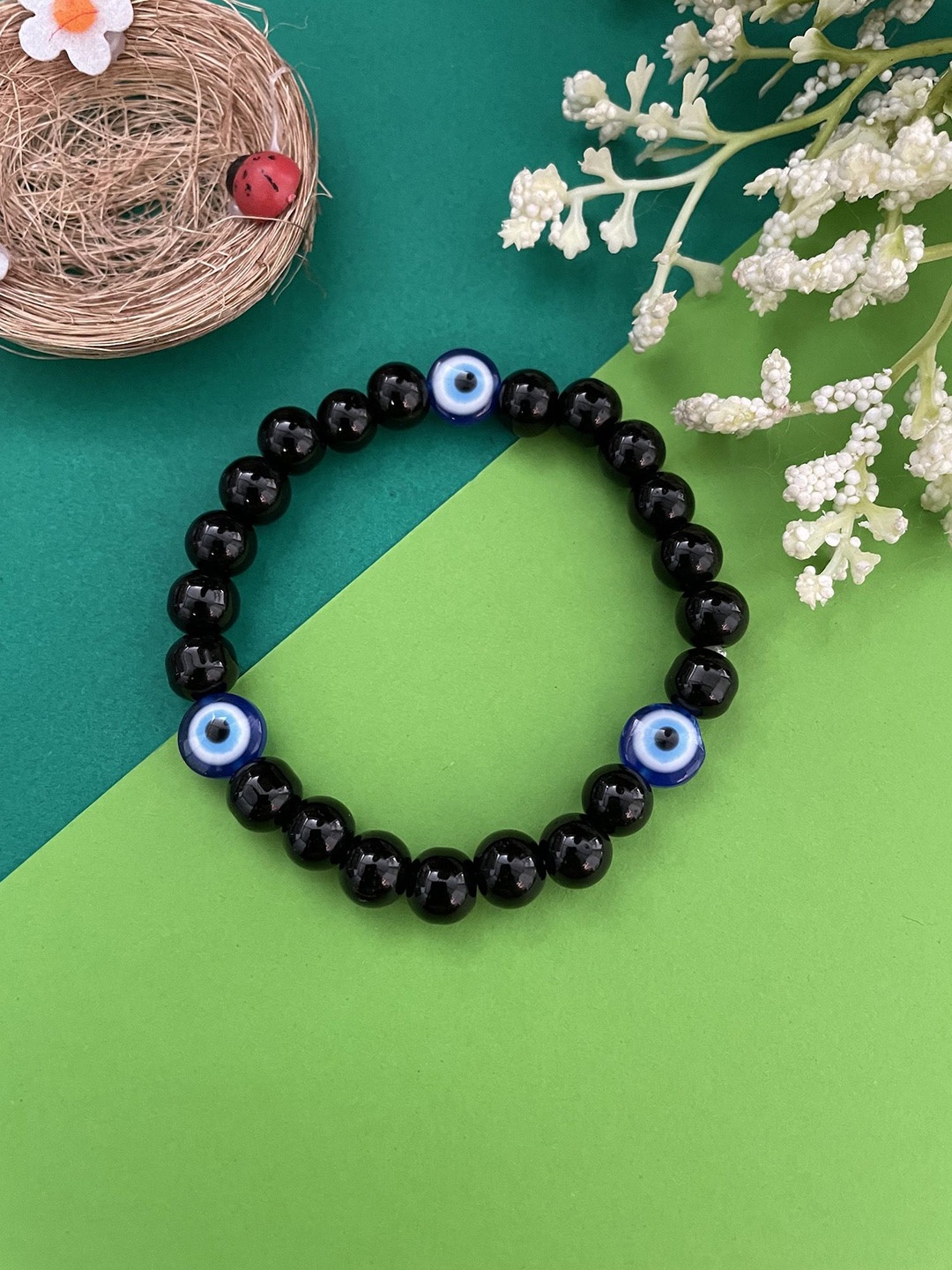 

Digital Dress Room Elasticated Beaded Rakhi, Black