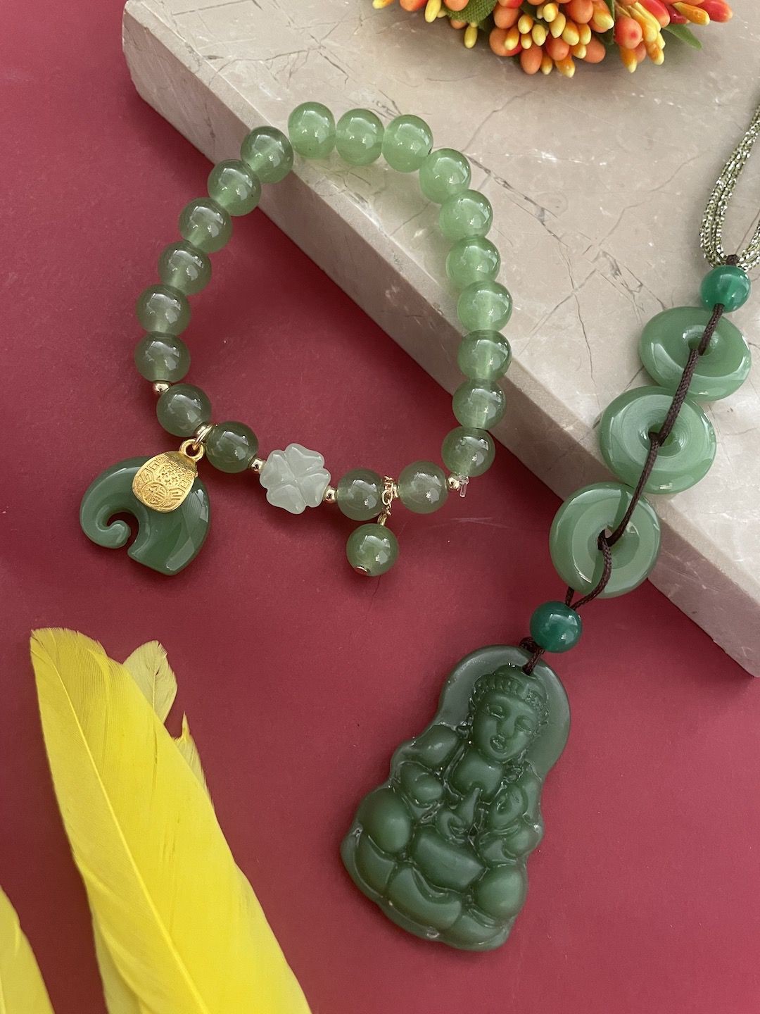 

Digital Dress Room Set of 2 Beaded Elasticated Rakhis, Green