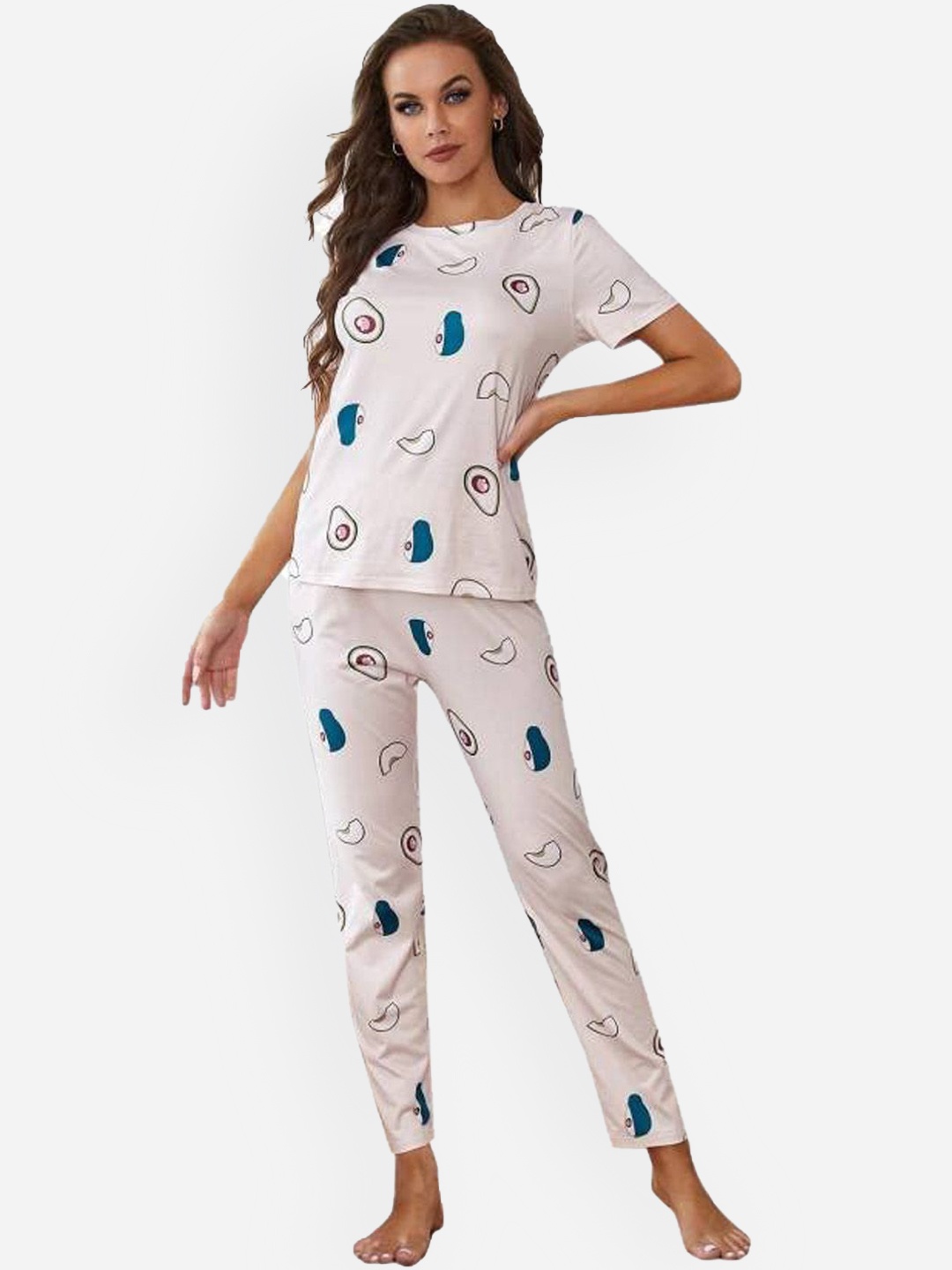 

styledose Women Printed Night suit, White