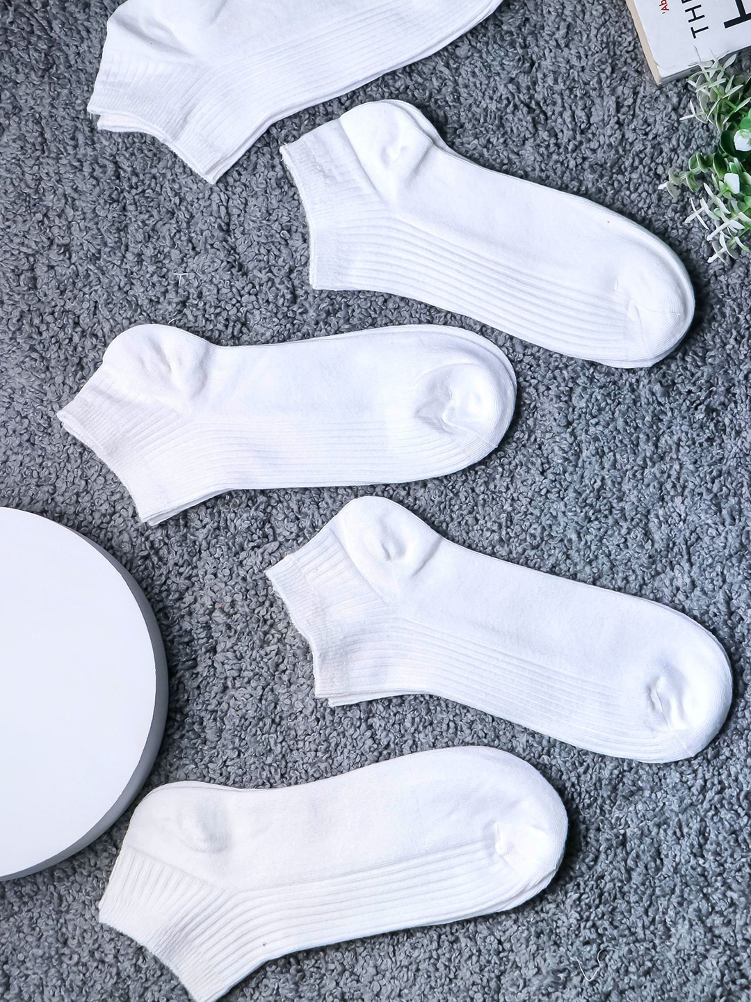 

Brauch Pack Of 5 Cotton Ankle Length Socks, White