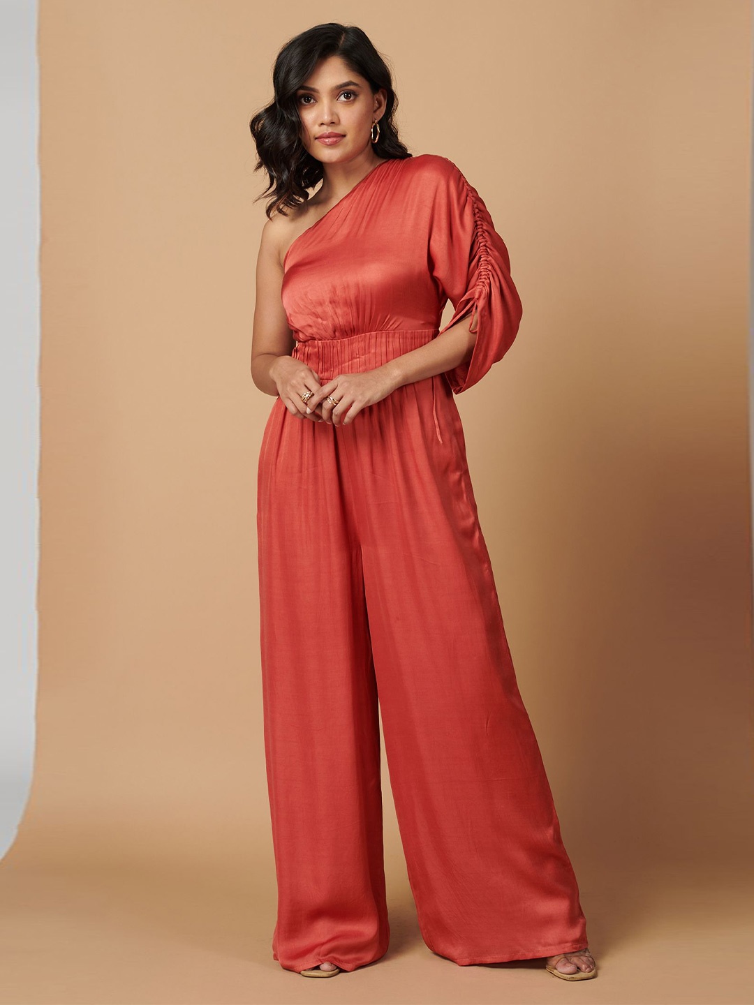 

Vedika M One Shoulder Basic Jumpsuit, Rust