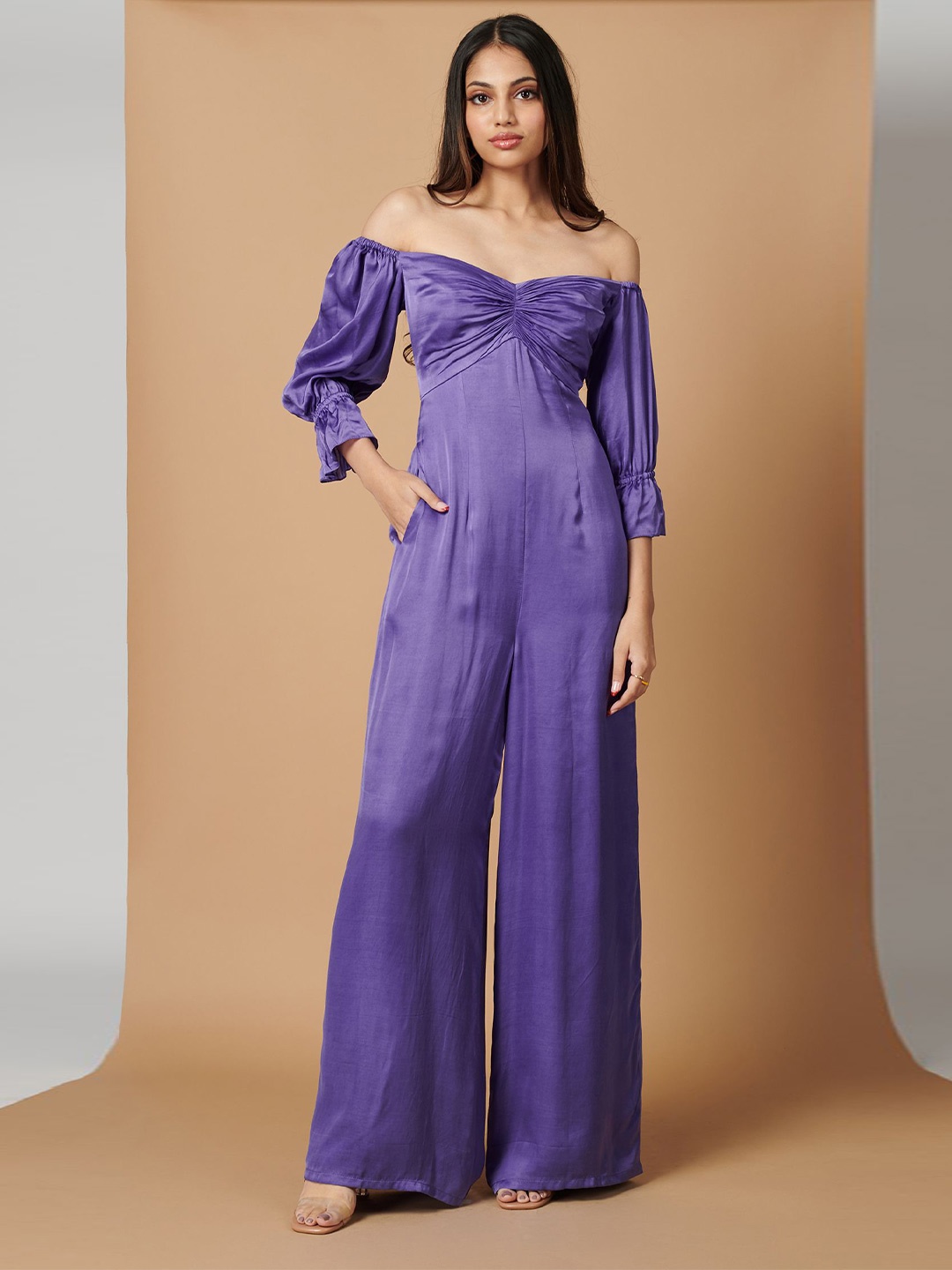 

Vedika M Off-Shoulder Basic Jumpsuit, Purple