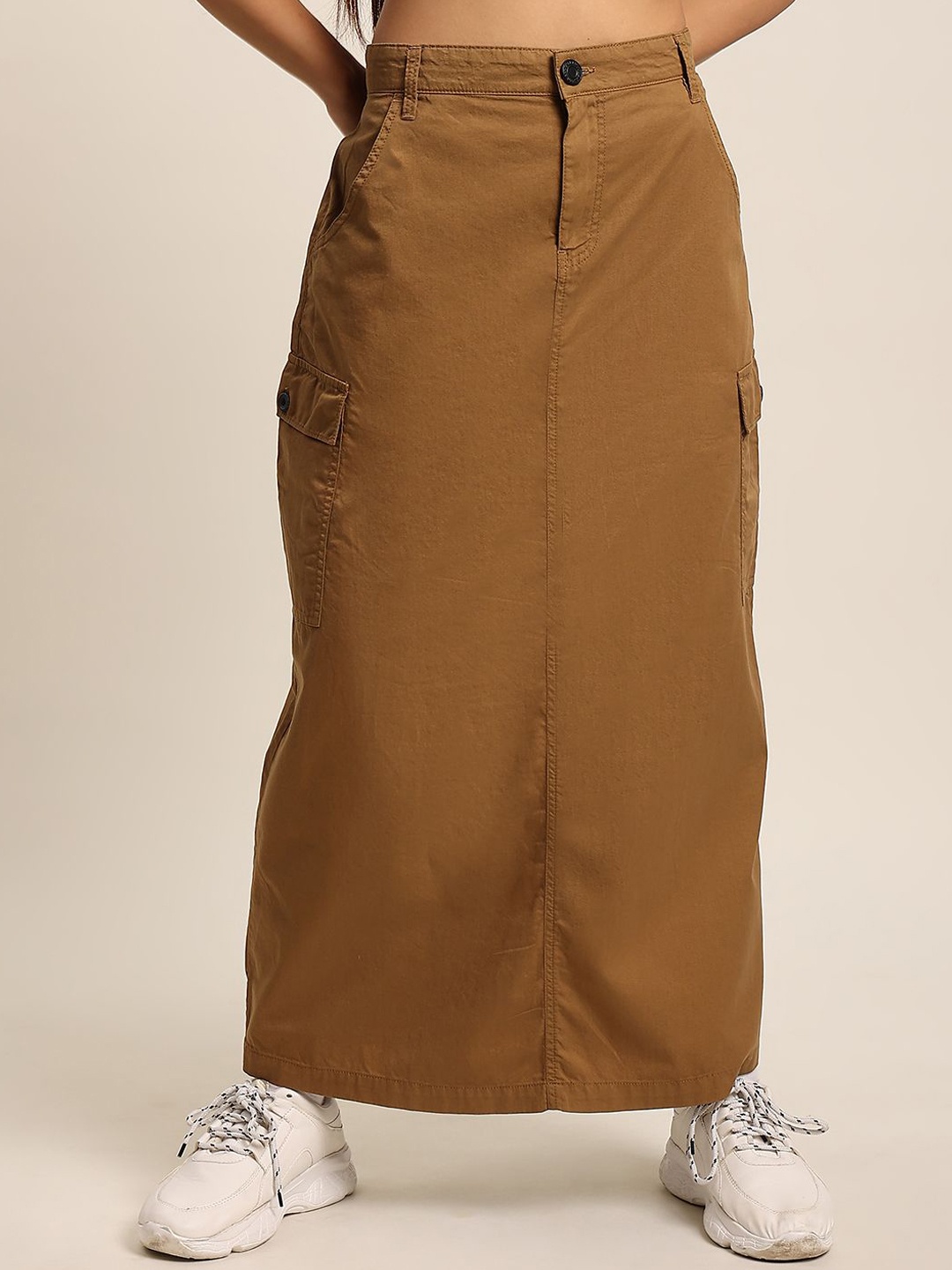 

Bene Kleed Pure Cotton Straight Maxi Skirt, Brown