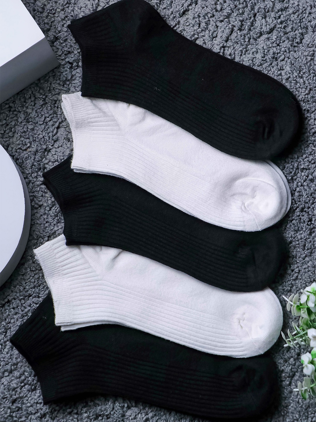 

Brauch Pack Of 5 Patterned Ankle-Length Socks, Black