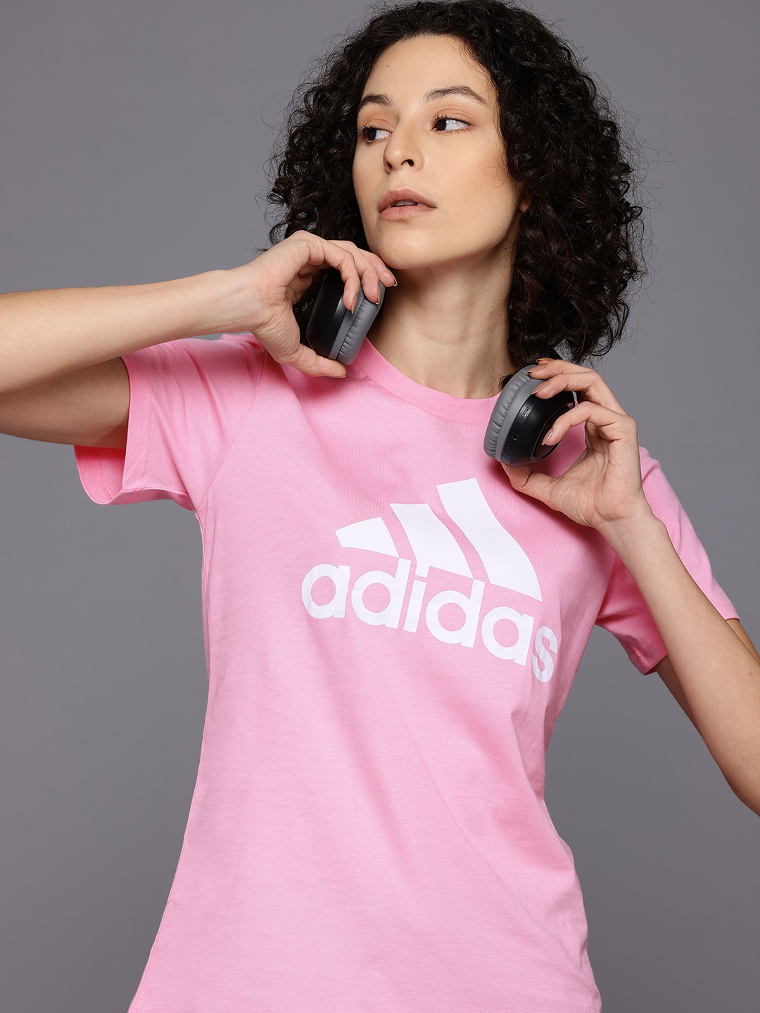 

ADIDAS Brand Logo Printed T-shirt, Pink