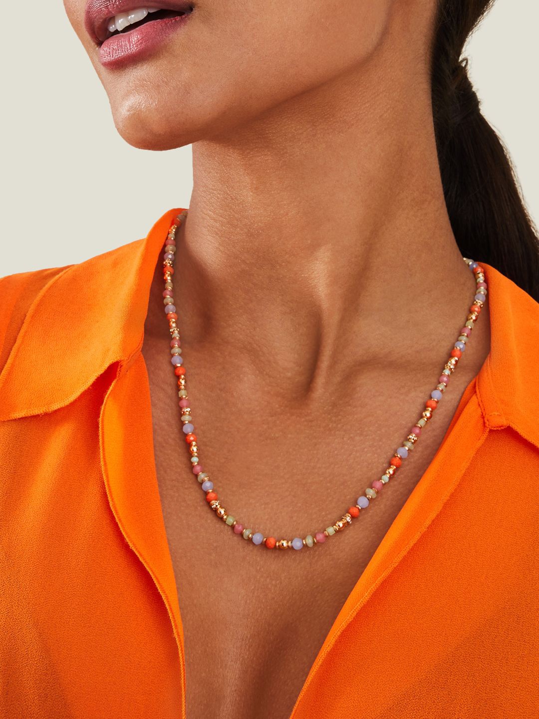 

Accessorize Round Beaded Necklace, Orange