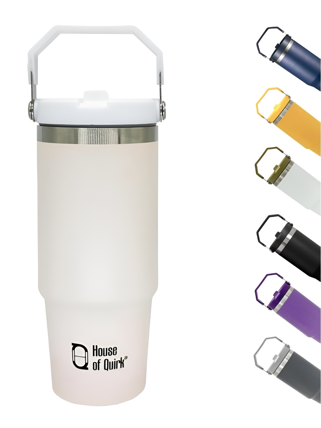 

HOUSE OF QUIRK Cream & White Stainless Steel Double Wall Vacuum Water Bottle 900 ml