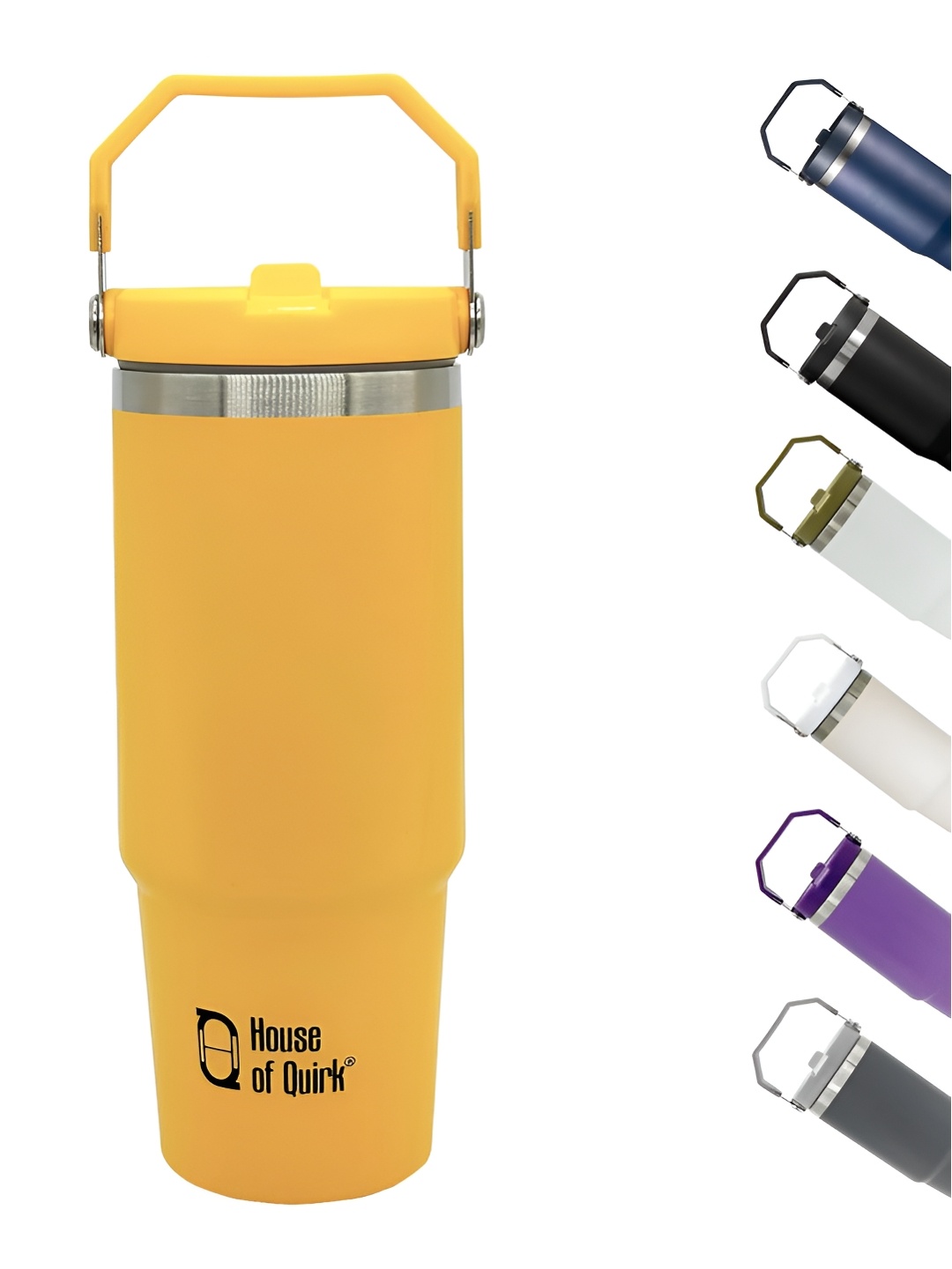 

HOUSE OF QUIRK Yellow Stainless Steel Double Wall Vacuum Water Bottle