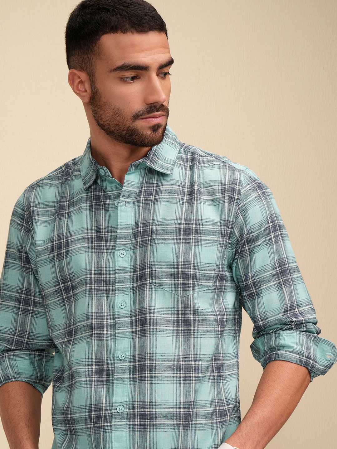 

LOCOMOTIVE Premium Men Checked Regular Fit Casual Shirt, Blue