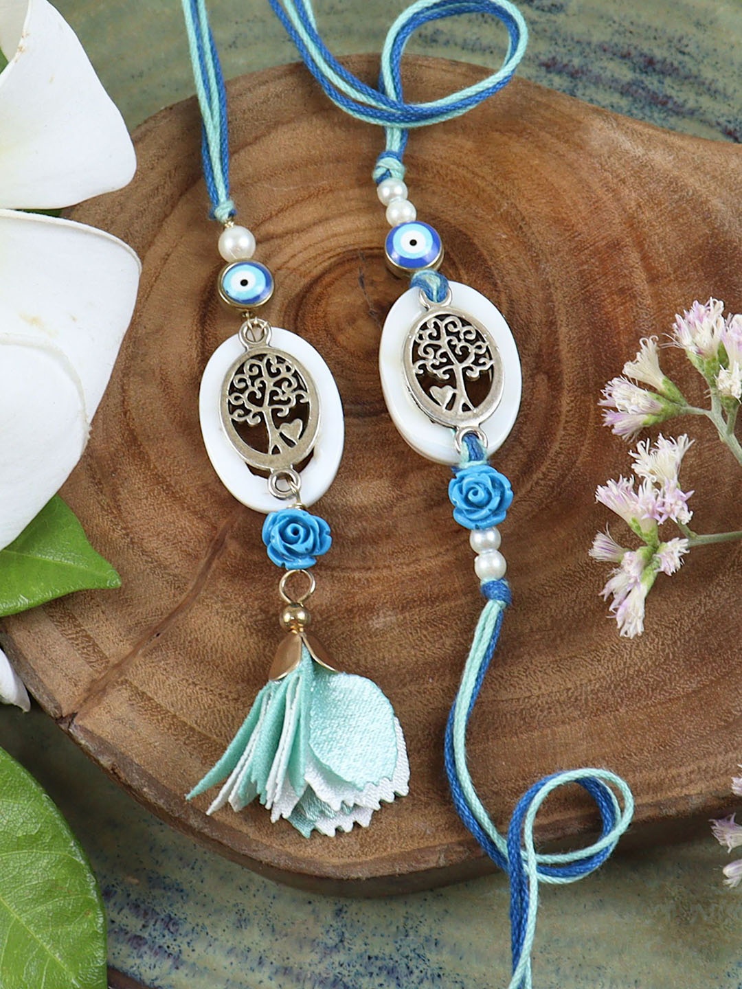 

Asthetika Thread Bhaiya Bhabhi Rakhi with Roli Chawal, Blue