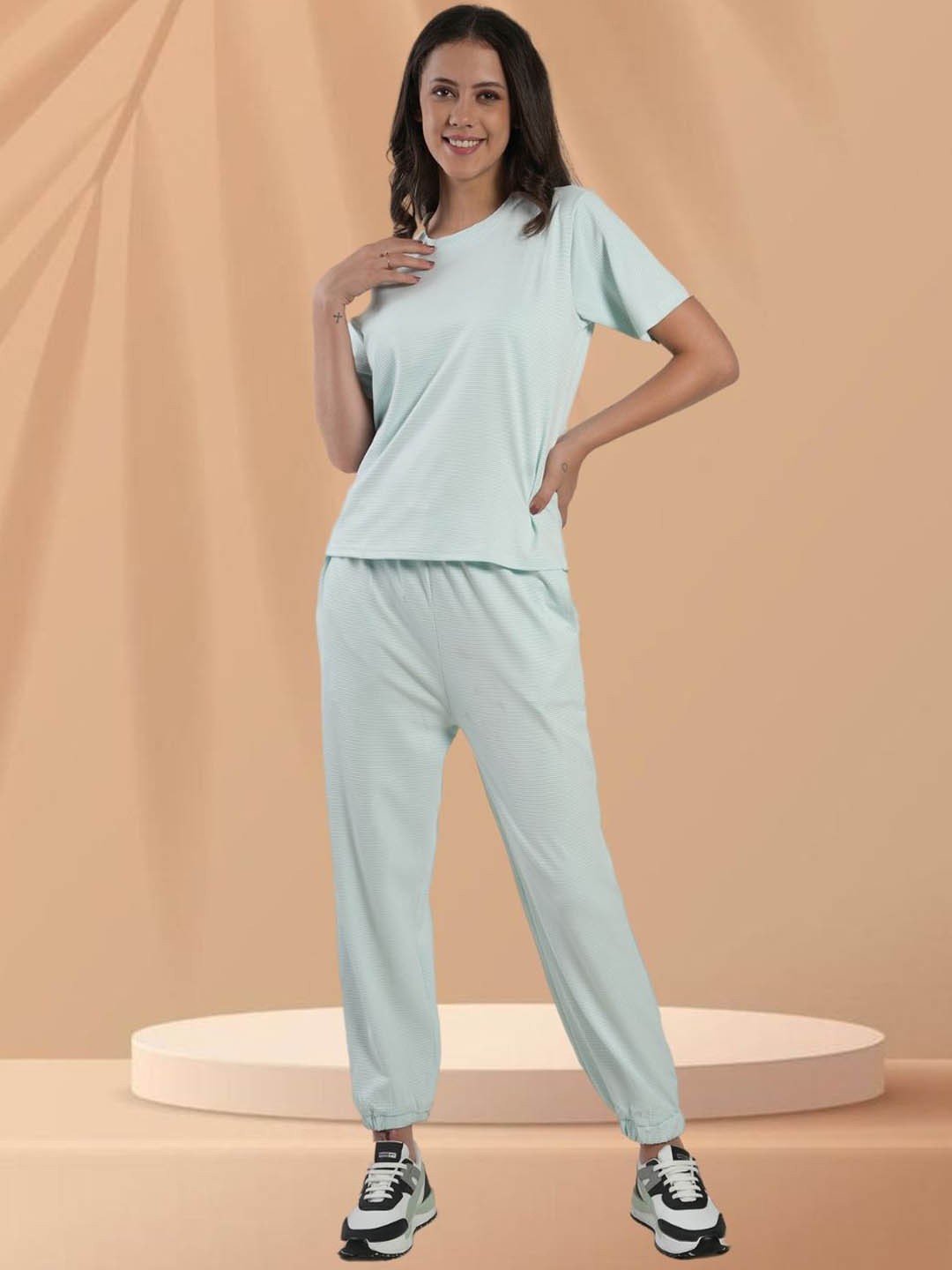 

BAESD Round Neck Short Sleeves T-Shirt With Joggers, Blue