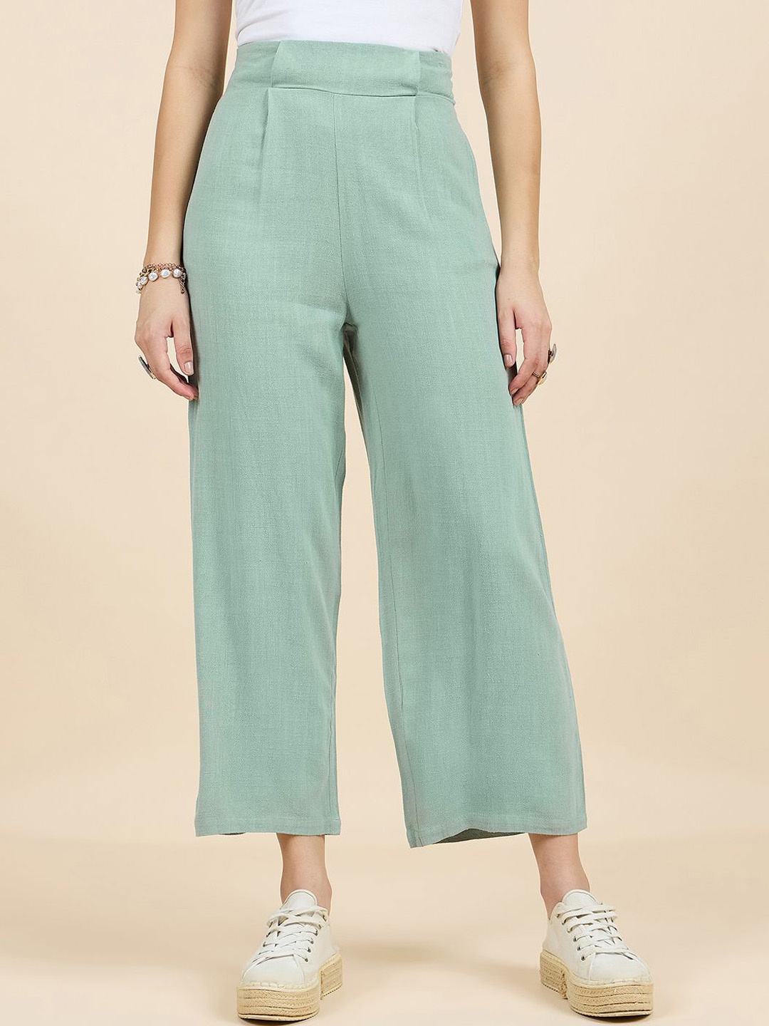 

Gipsy Women Smart Pleated Culottes Trousers, Green