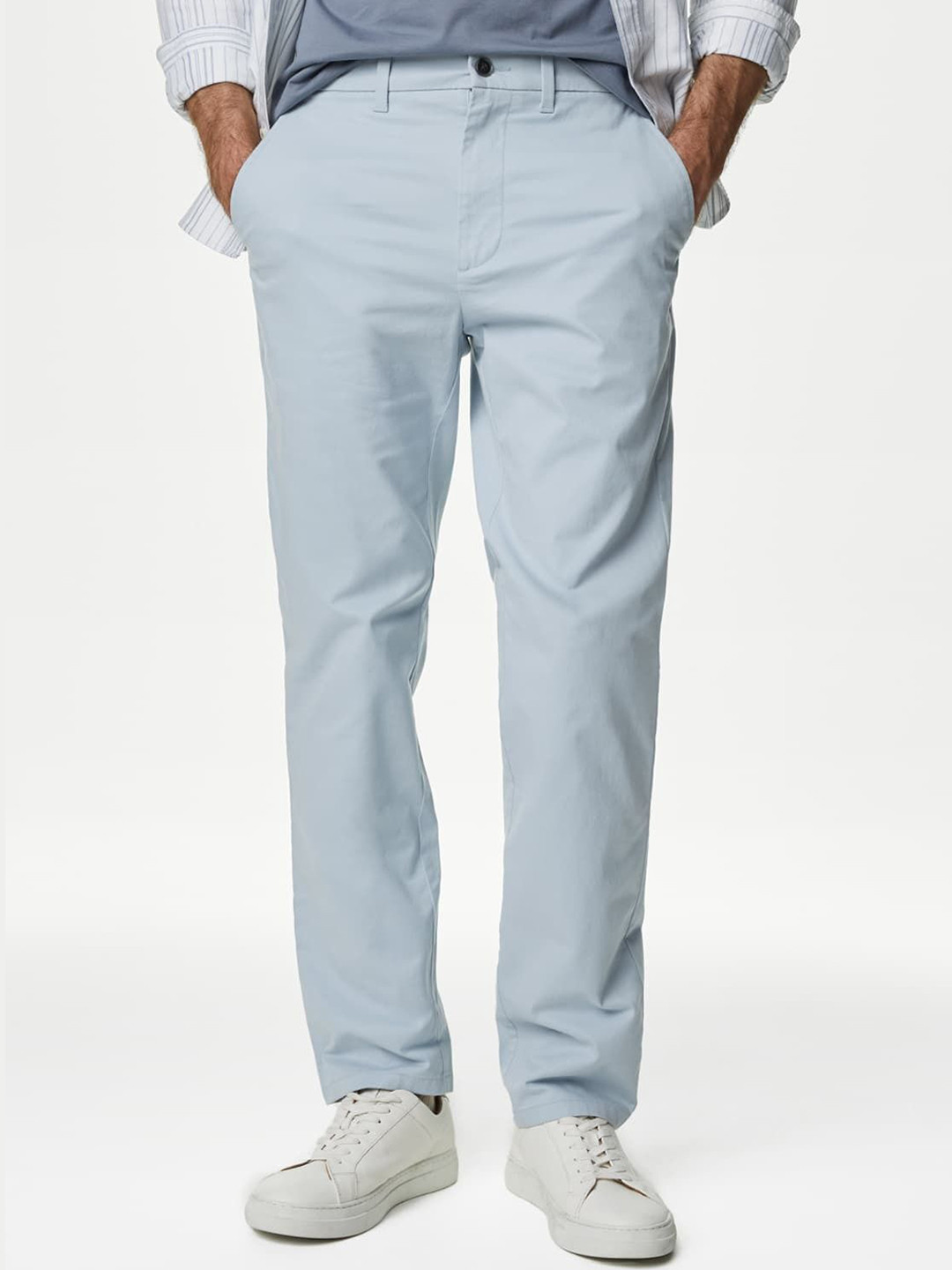 

Marks & Spencer Men Regular Fit Chinos Trousers, Blue