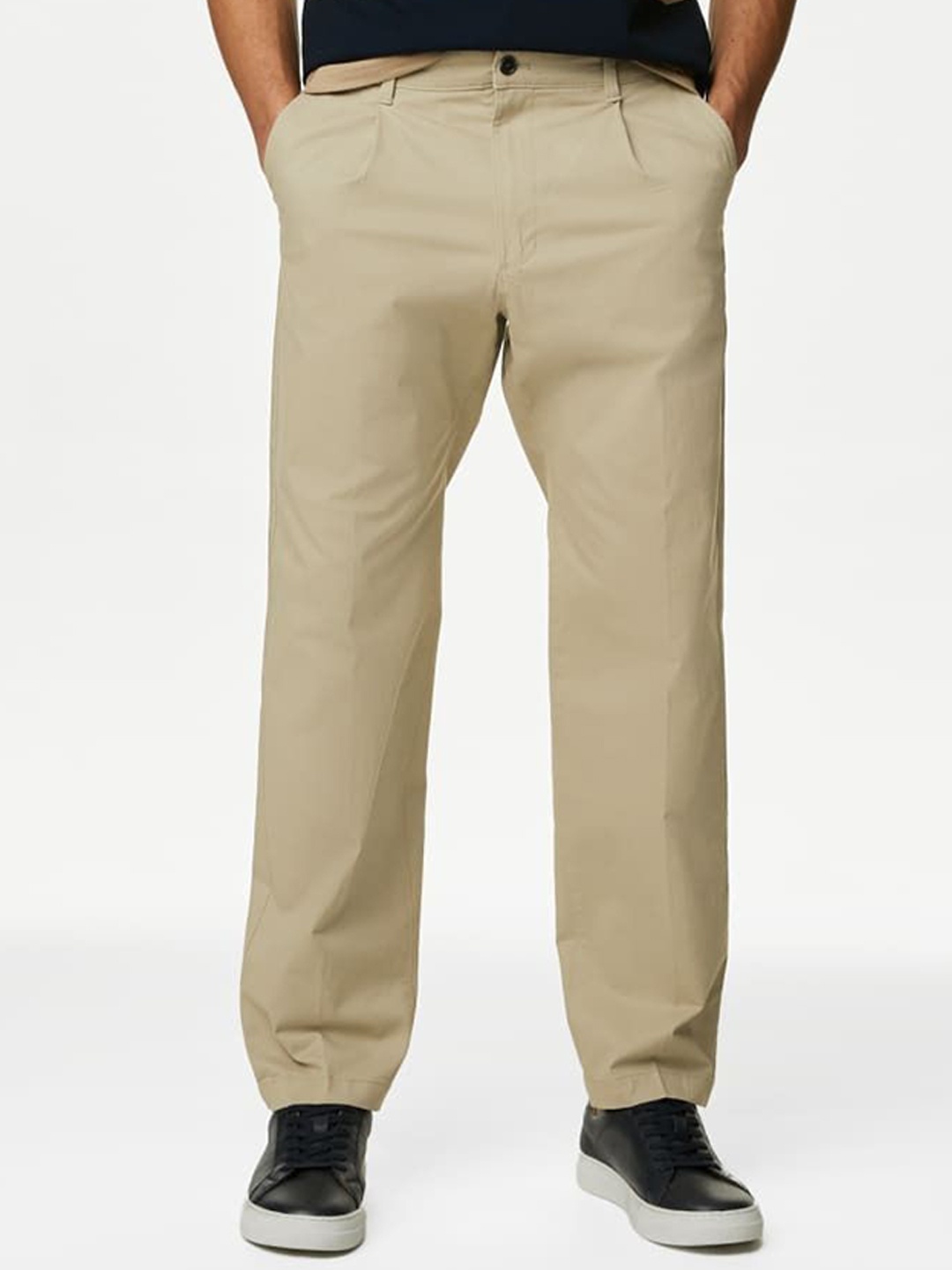 

Marks & Spencer Men Regular Fit Mid Rise Chinos Trousers, Beige