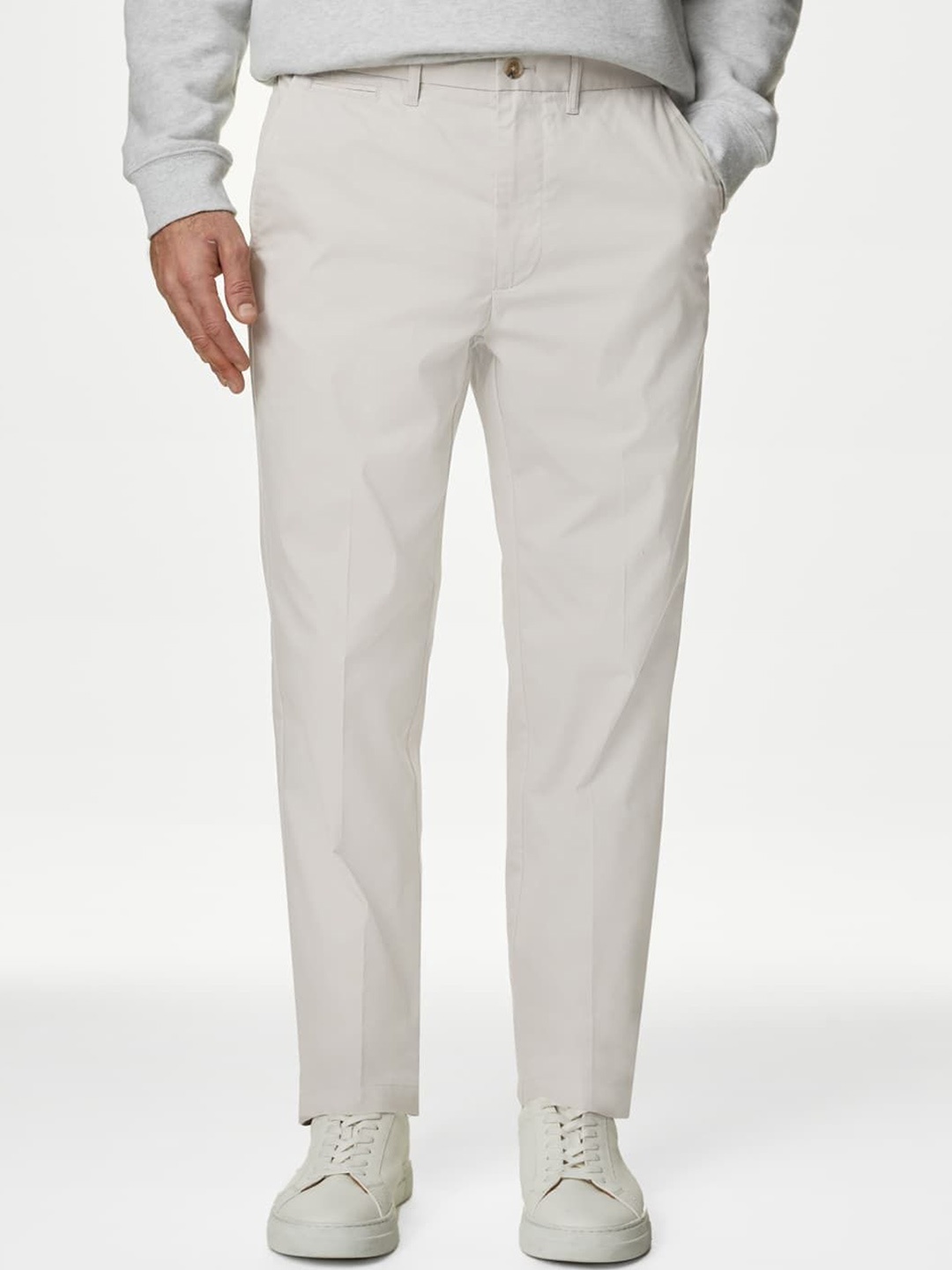 

Marks & Spencer Men Regular Fit Chinos Trousers, Off white