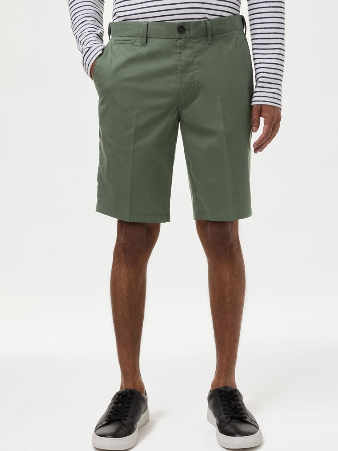 

Marks & Spencer Men Mid-Rise Cotton Chino Shorts, Green