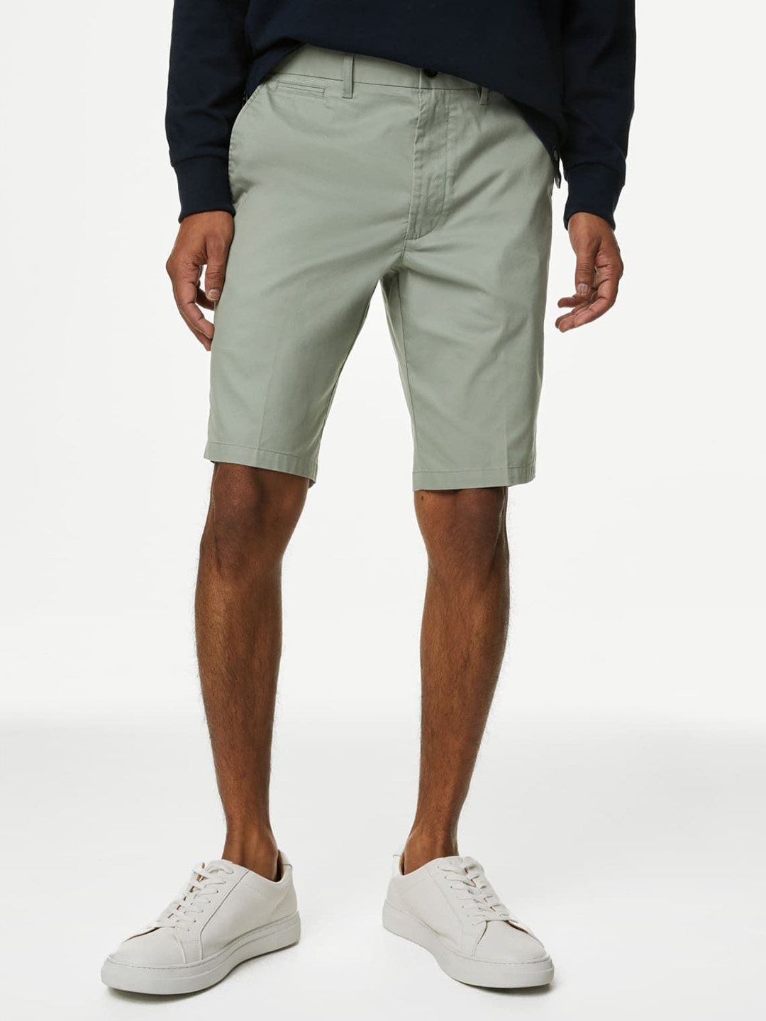 

Marks & Spencer Men Mid-Rise Cotton Shorts, Green