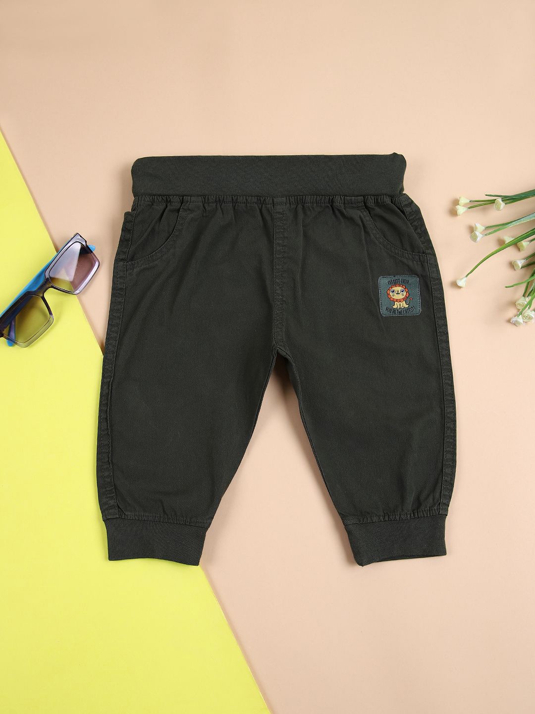 

V-Mart Infants Slim Fit Mid-Rise Cotton Jeans, Olive