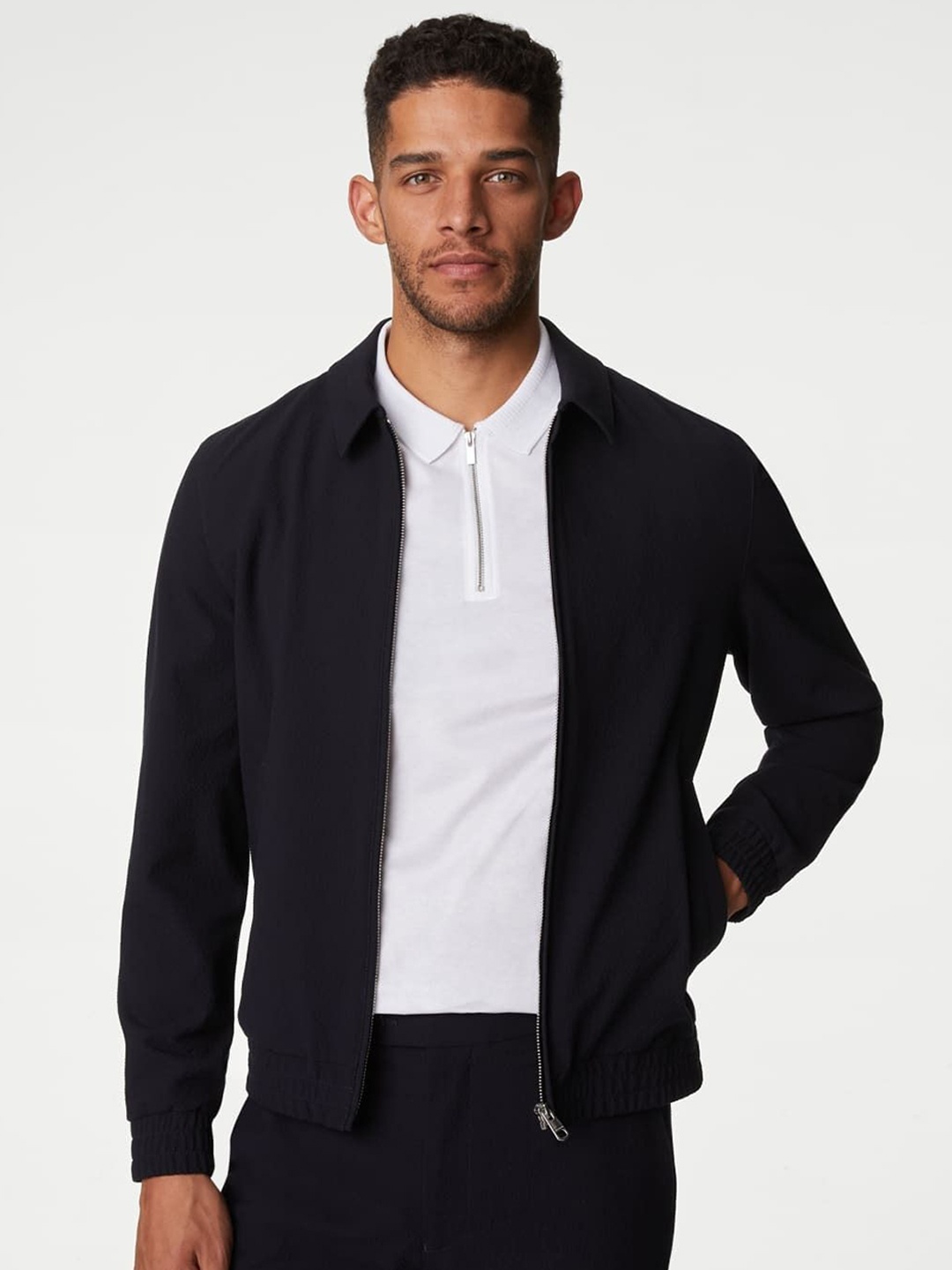 

Marks & Spencer Men Bomber Jacket, Navy blue