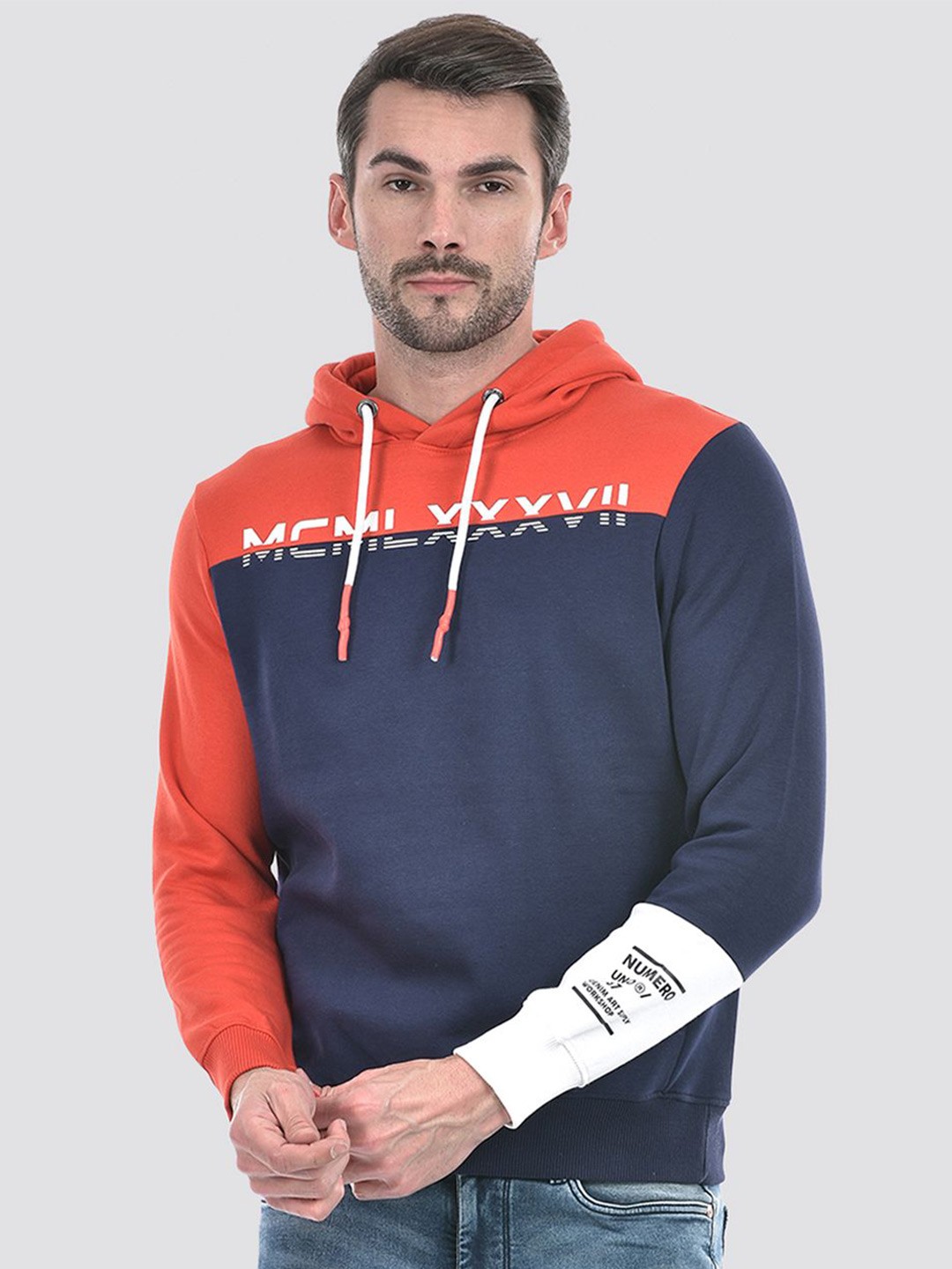 

Numero Uno Men Colourblocked Hooded Pullover Sweatshirt, Multi