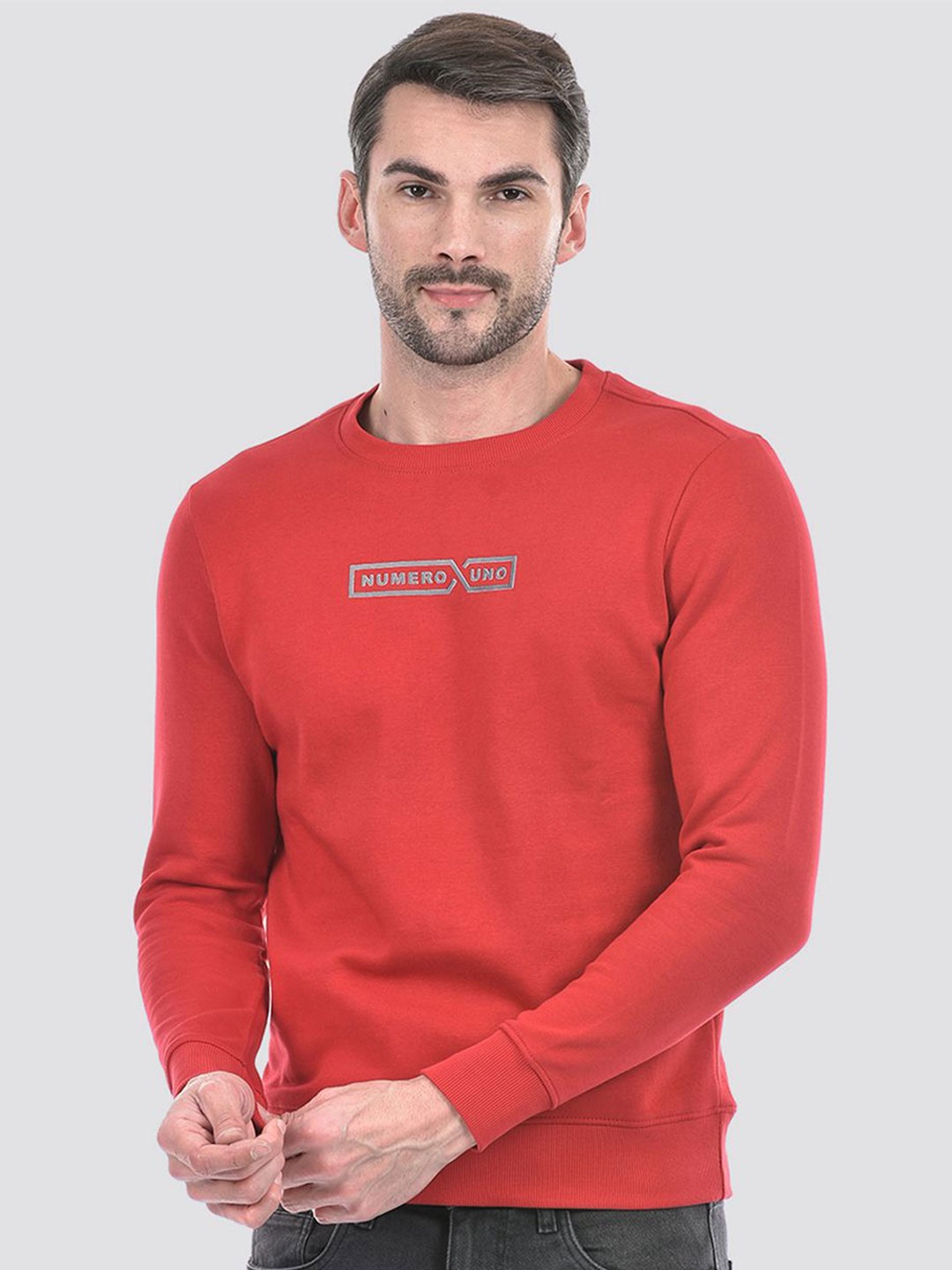 

Numero Uno Men Brand Logo Printed Sweatshirt, Red