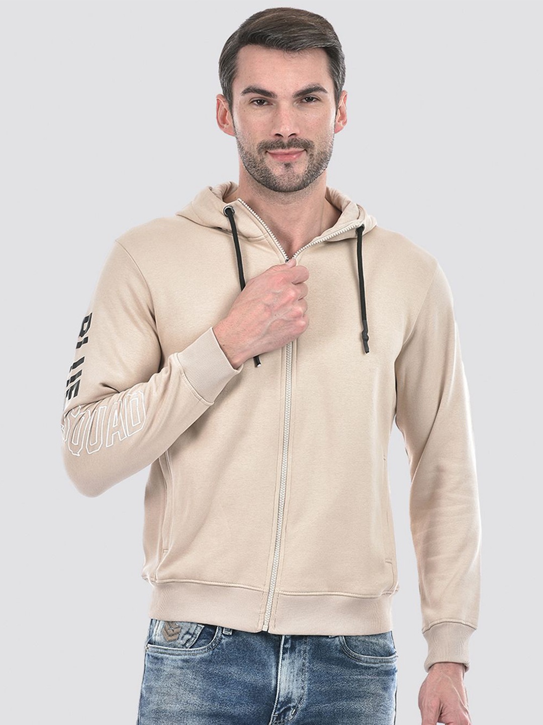 

Numero Uno Men Solid Hooded Sweatshirt, Beige