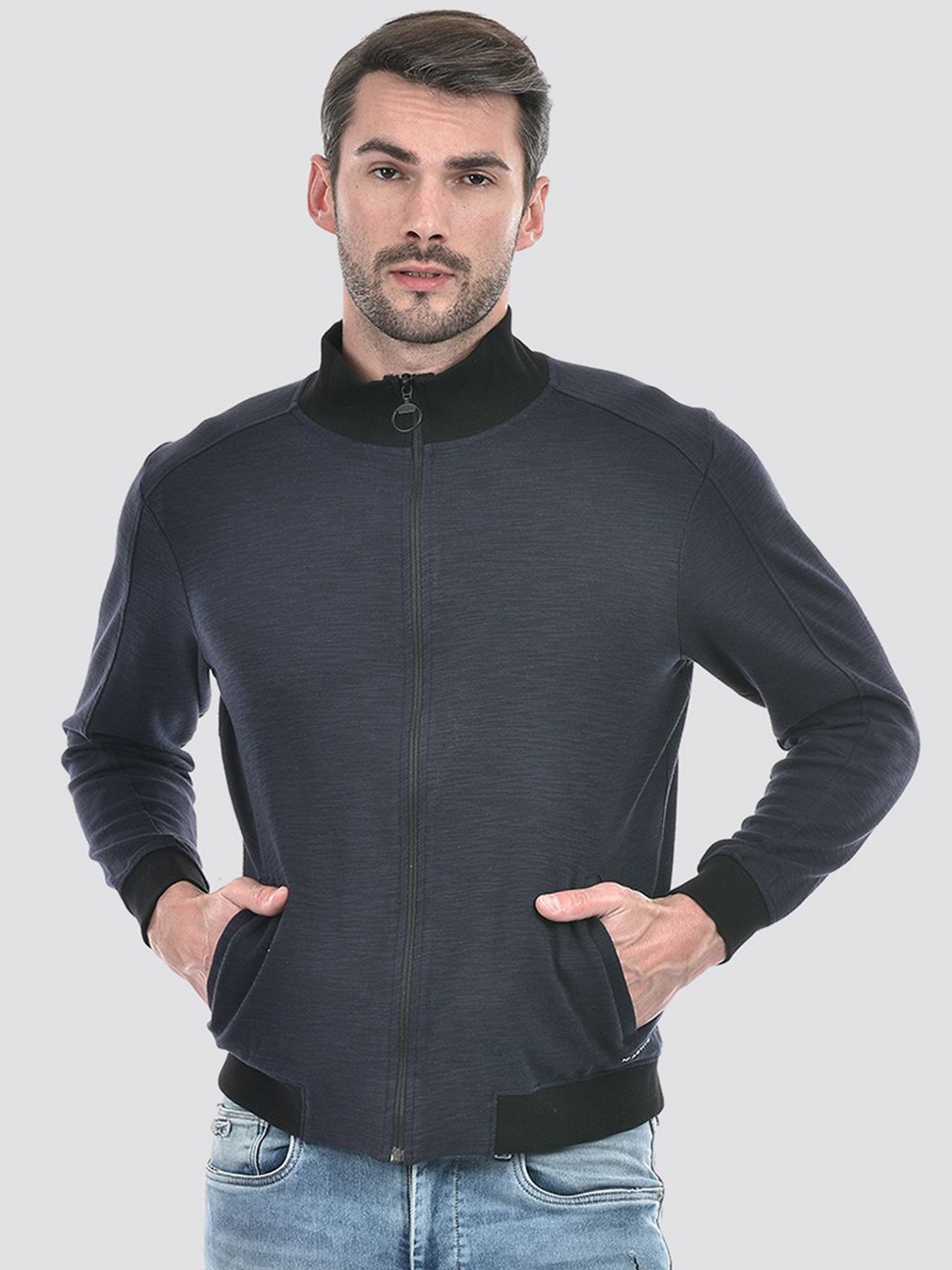 

Numero Uno Men Solid Mock Collar Sweatshirt, Navy blue