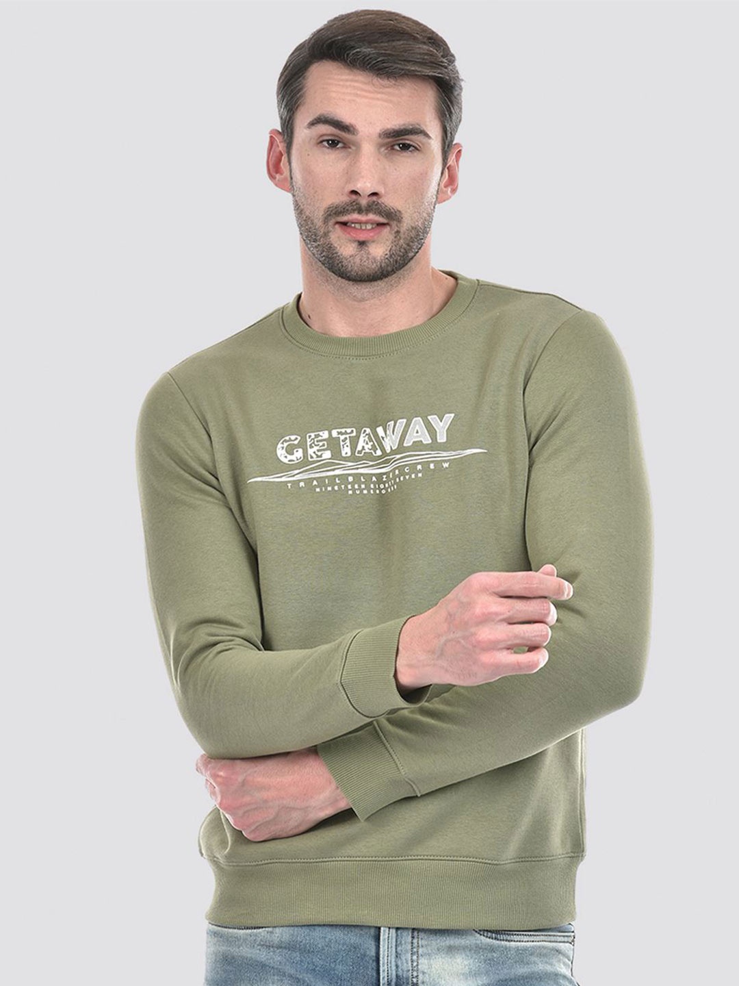 

Numero Uno Men Alphanumeric Printed Sweatshirt, Olive