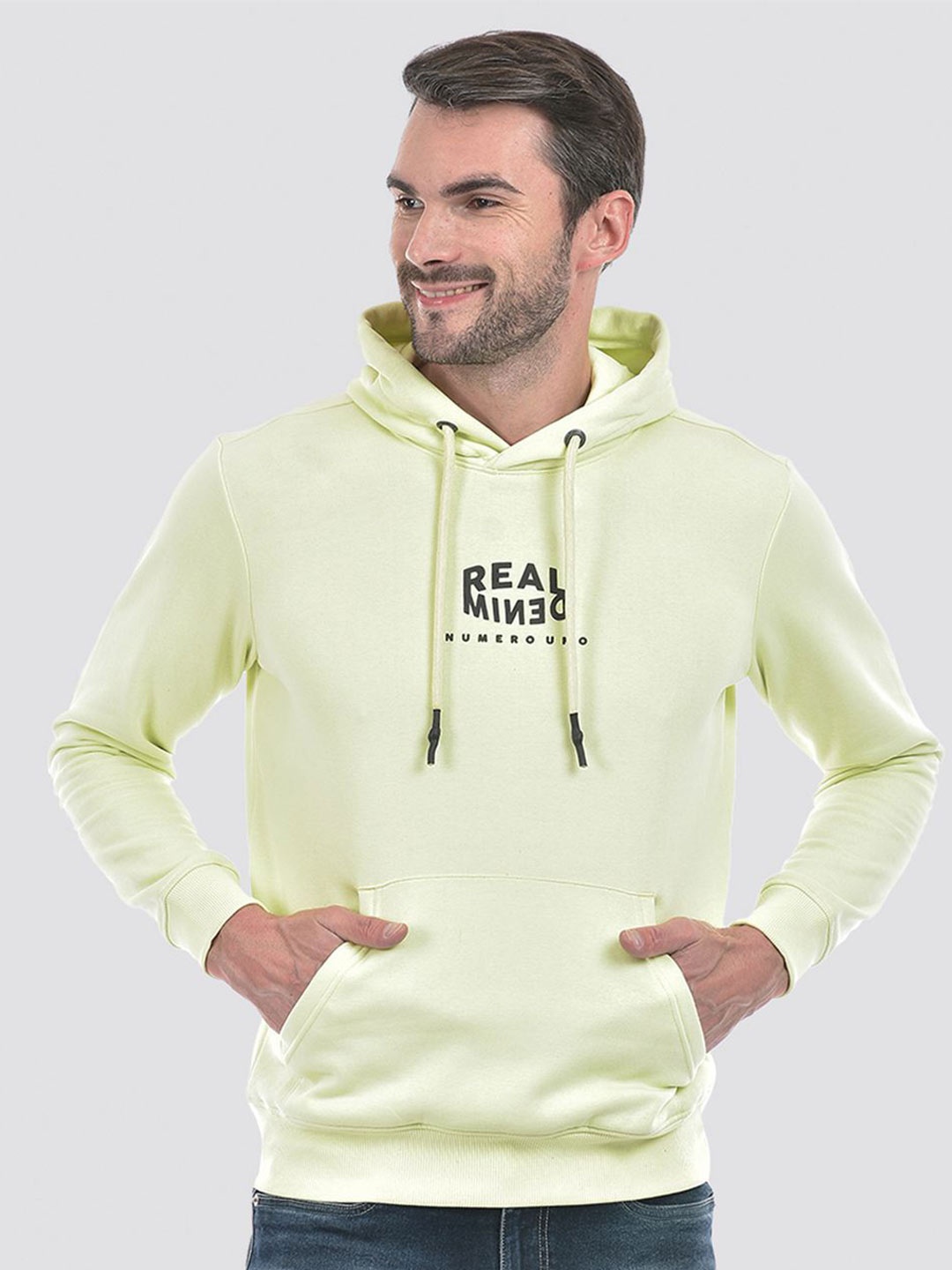 

Numero Uno Men Typography Printed Hooded Sweatshirt, Green