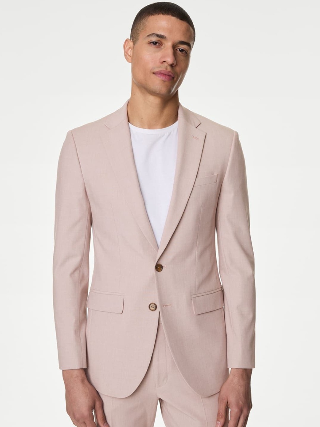 

Marks & Spencer Slim-Fit Notched Lapel Single Breasted Blazer, Pink