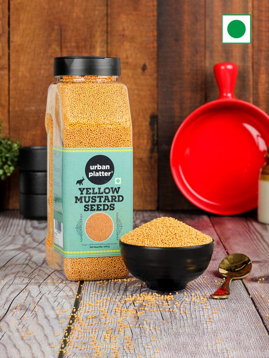

URBAN PLATTER Whole Yellow Mustard Seeds-500gm, Tan