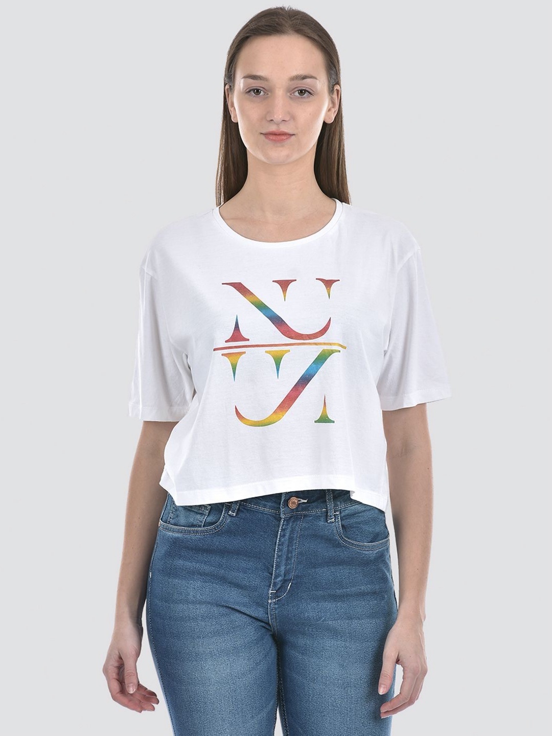 

Numero Uno Women Graphic Printed Round Neck T-shirt, White