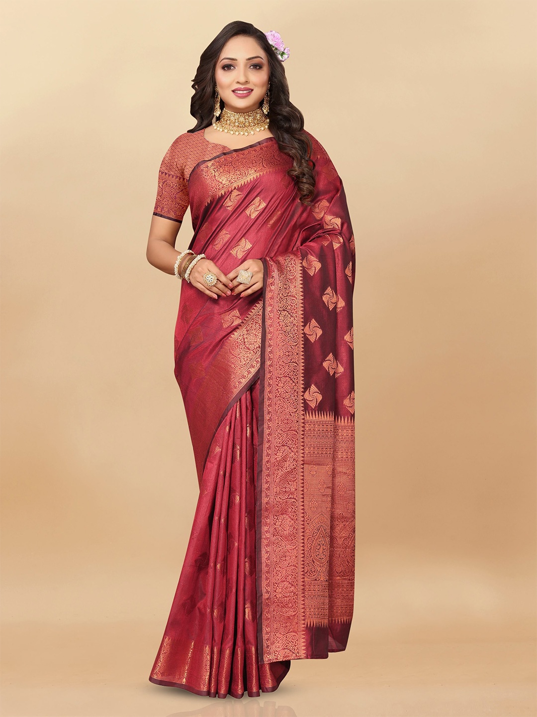 

Upalksh Woven Design Zari Banarasi Saree, Red