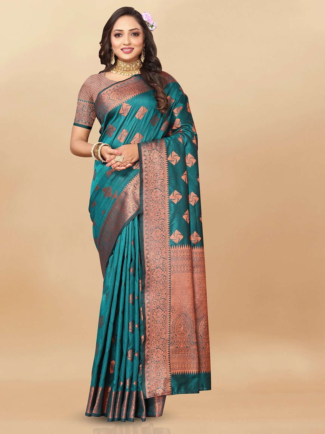 

Upalksh Woven Design Zari Banarasi Saree, Teal