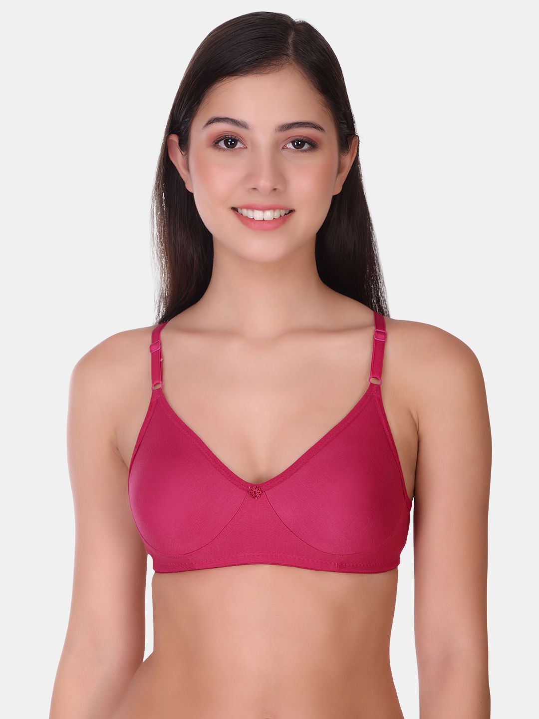 

POOJA RAGENEE Full Coverage Non Padded Cotton T-shirt Bra, Magenta