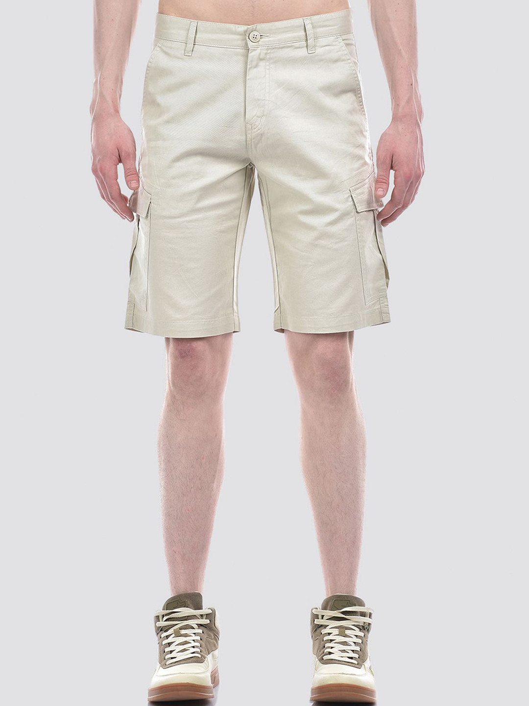 

Numero Uno Men Mid-Rise Cotton Cargo Shorts, Cream